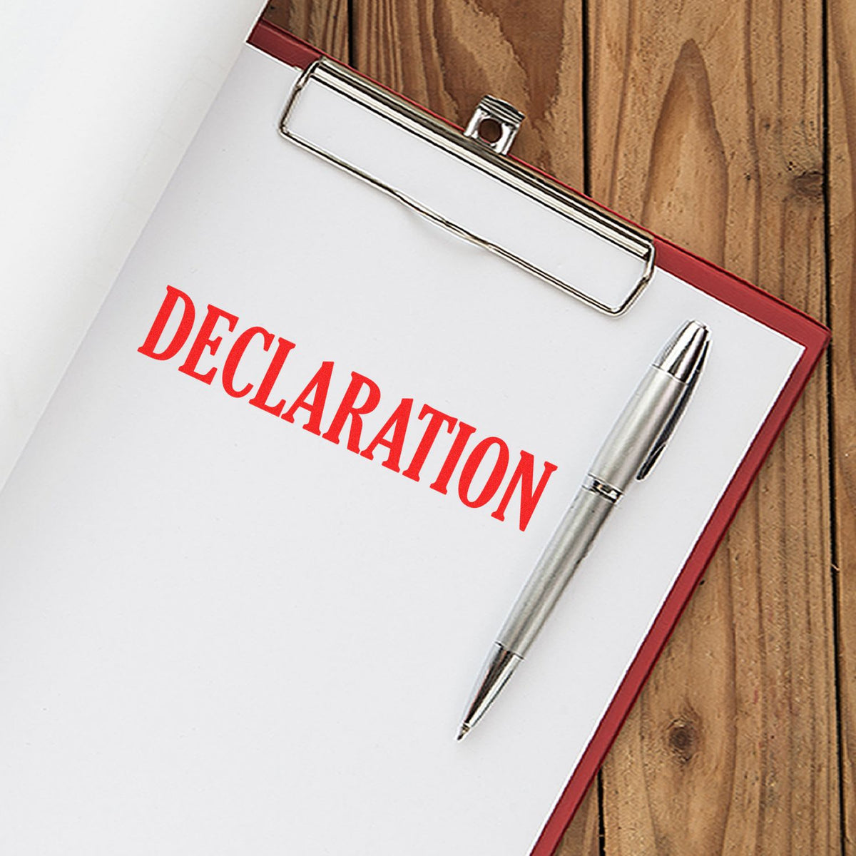 Large Declaration Rubber Stamp In Use Photo
