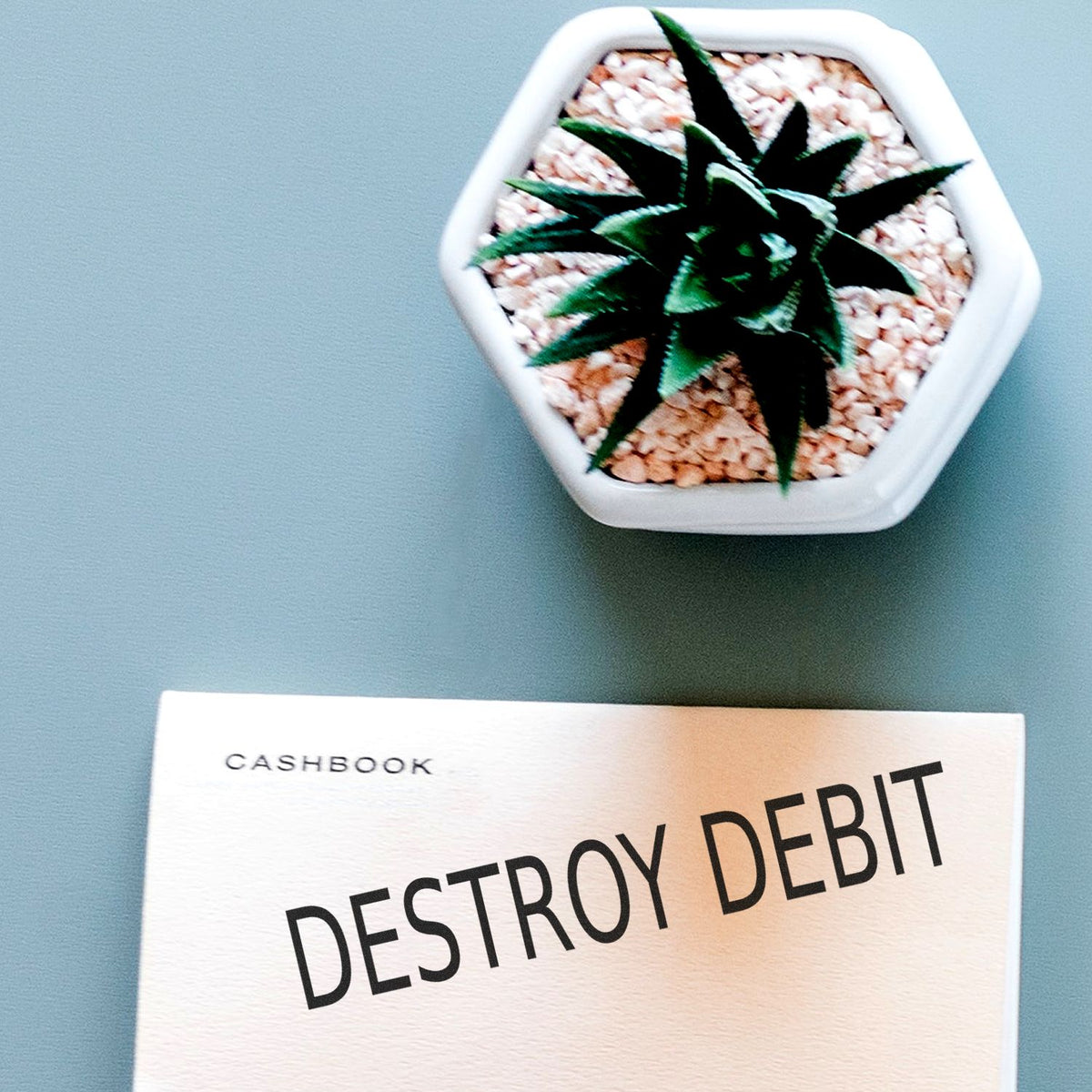 Large Destroy Debit Rubber Stamp Lifestyle Photo