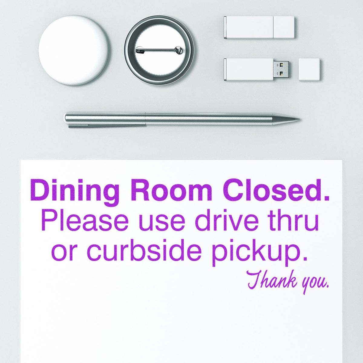 Self-Inking Dining Room Closed Stamp In Use