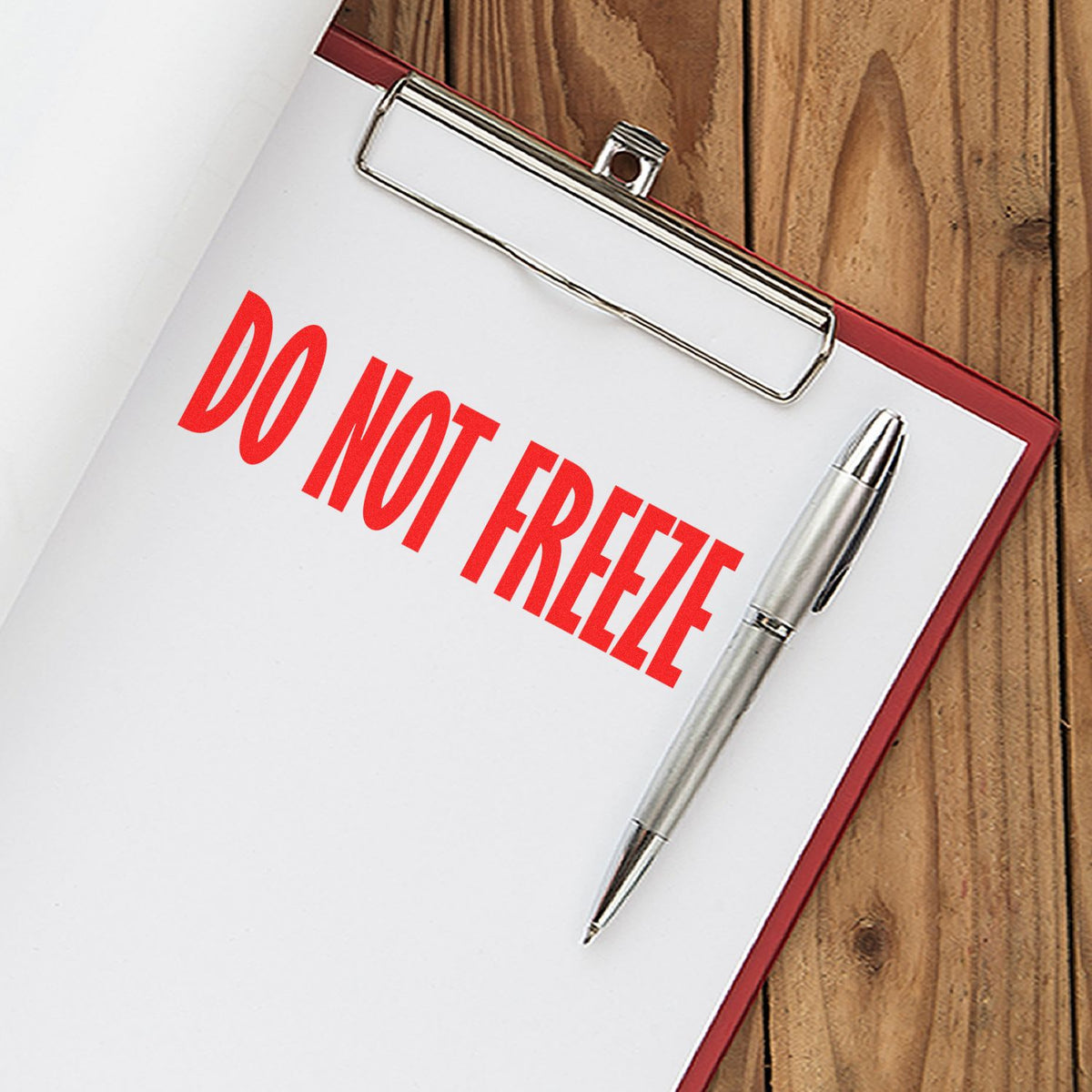 Large Do Not Freeze Rubber Stamp In Use Photo