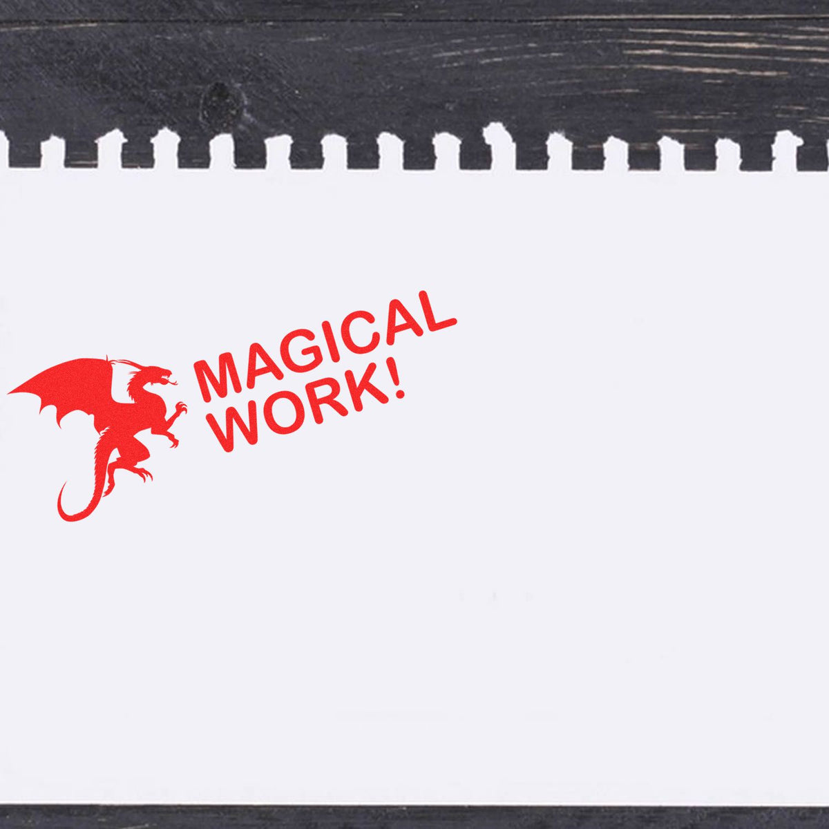 Slim Pre-Inked Dragon Magical Work Stamp In Use Photo