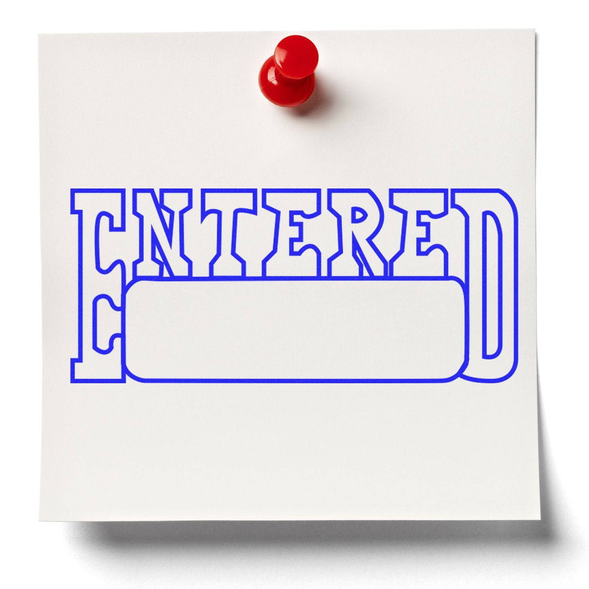 Large Pre-Inked Entered with Date Box Stamp In Use Photo