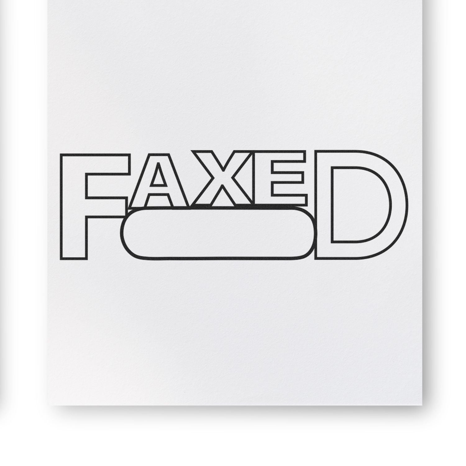 Slim Pre-Inked Faxed with Round Date Box Stamp on white paper, showing the word FAXED with a blank round date box in the center.