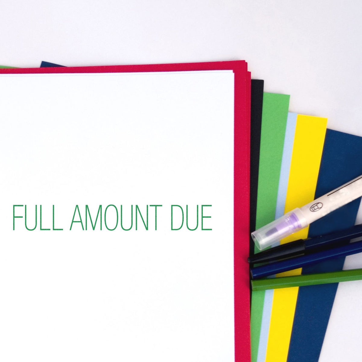Full Amount Due Rubber Stamp In Use