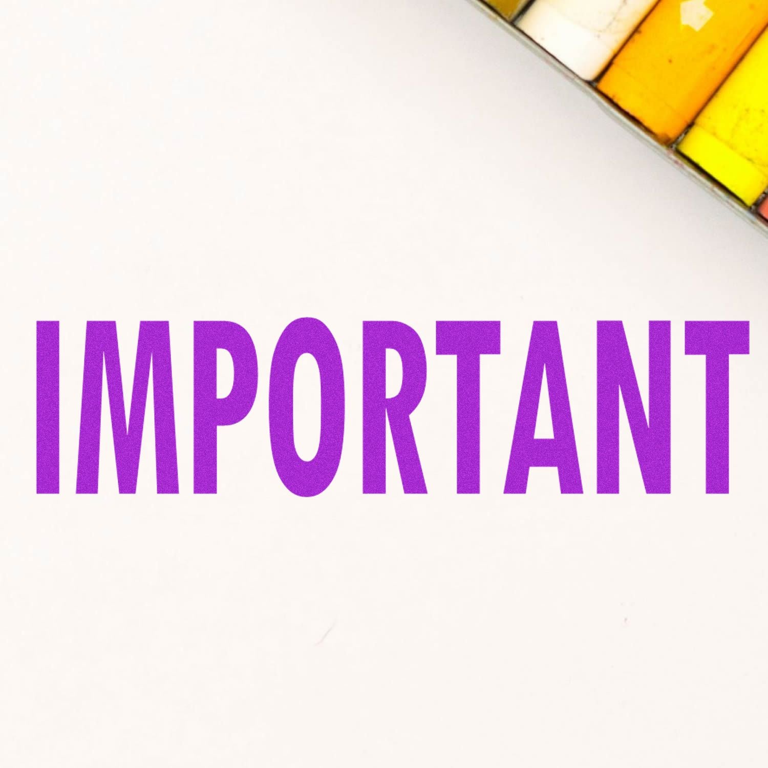 Large Self Inking Important Stamp in use, displaying the word 'IMPORTANT' in bold purple letters on a white surface.