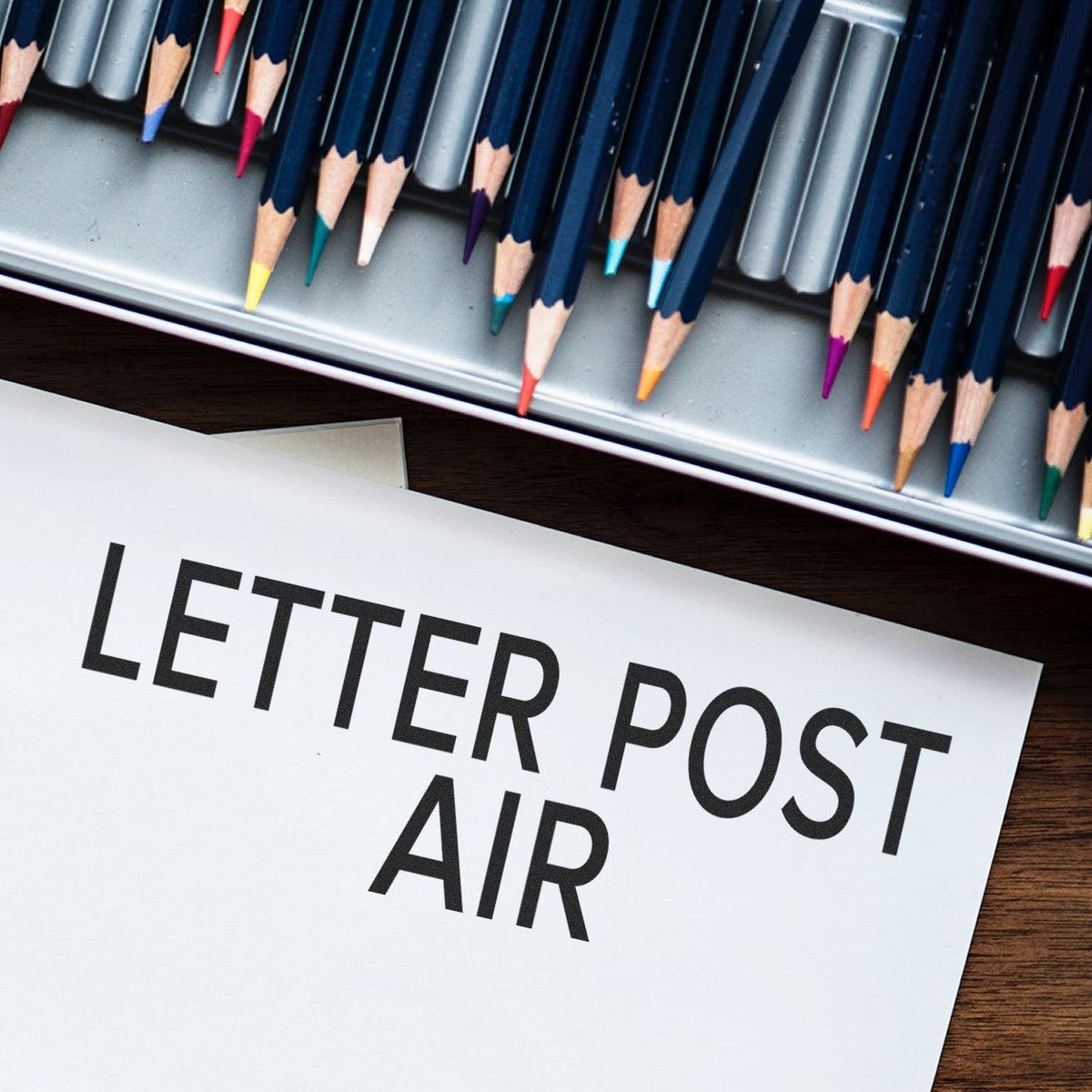 Large Letter Post Air Rubber Stamp Lifestyle Photo