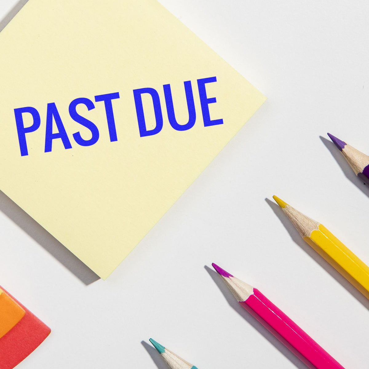 Large Self-Inking Narrow Bold Past Due Stamp In Use Photo