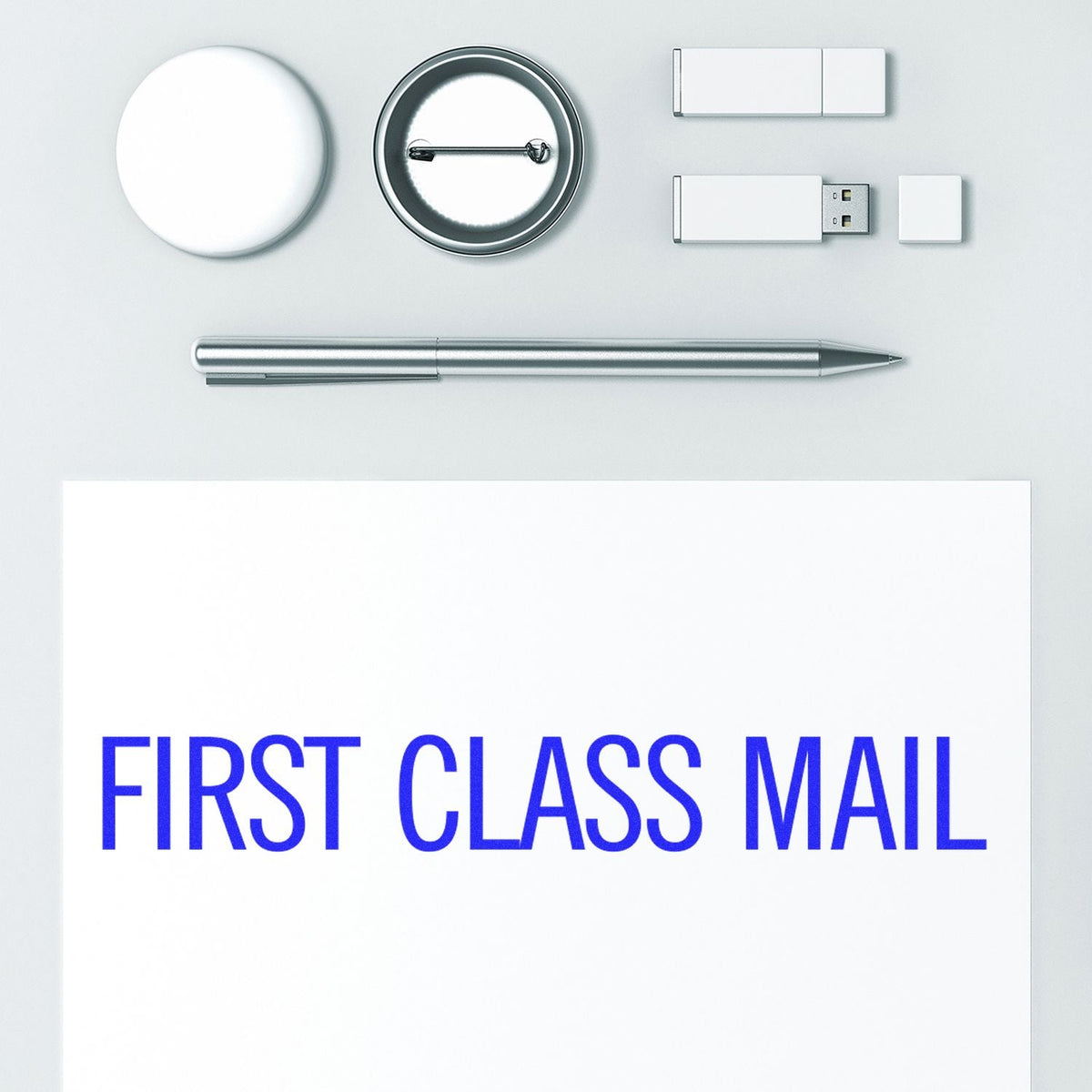 Self-Inking Narrow First Class Mail Stamp In Use Photo