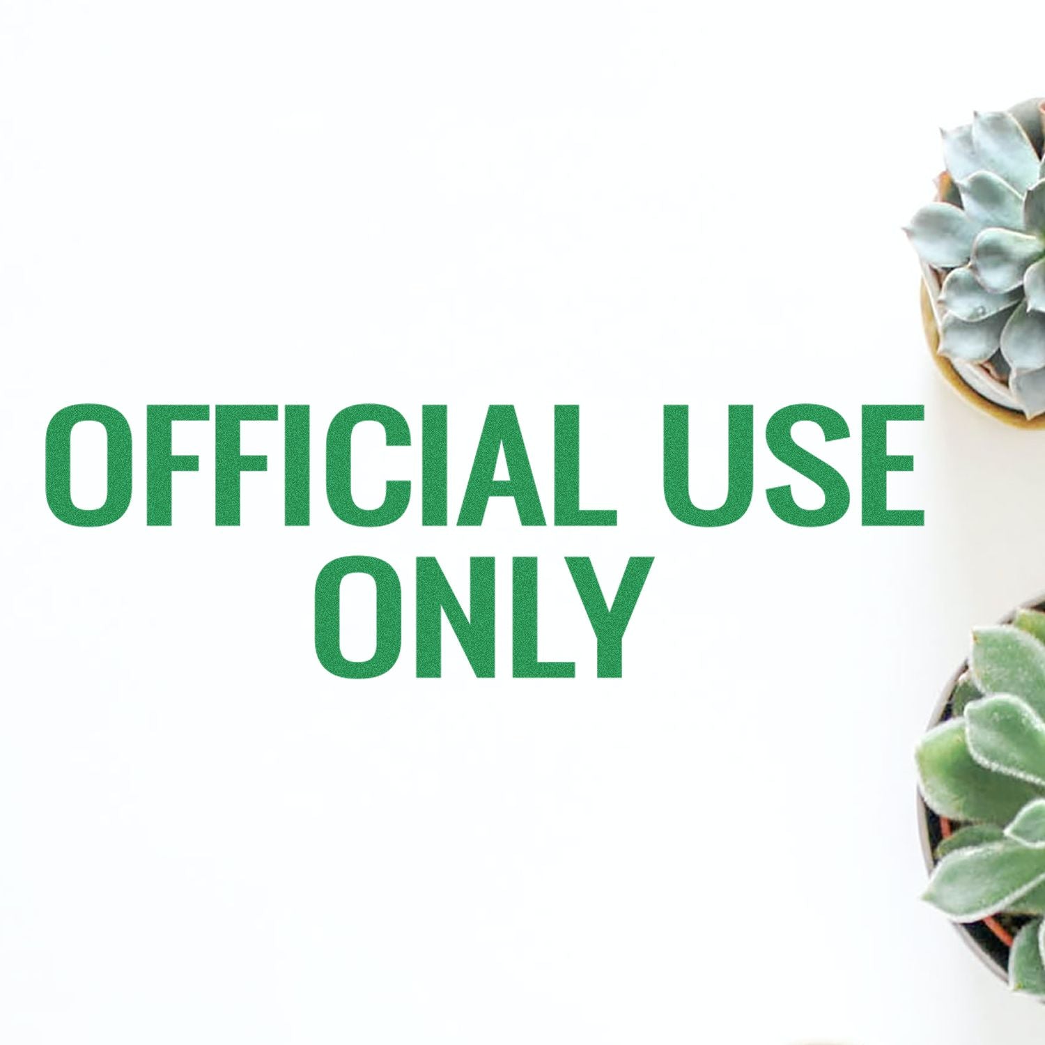 Official Use Only rubber stamp impression in green ink on white paper, with succulents in the corners.