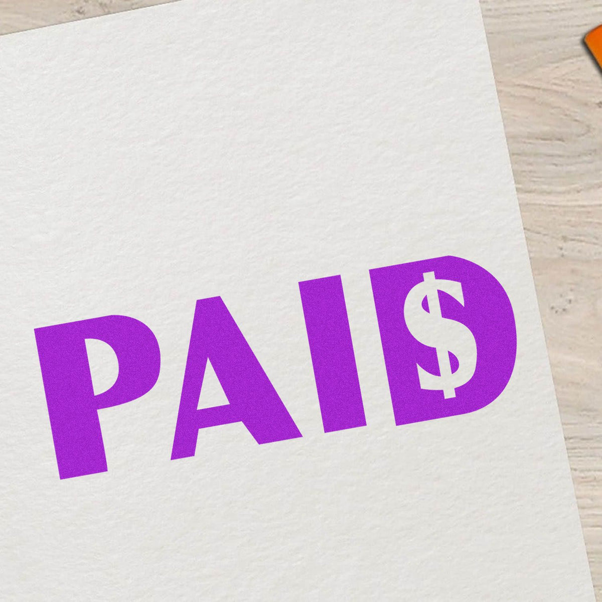 Large Self-Inking Paid with Dollar Sign Stamp In Use