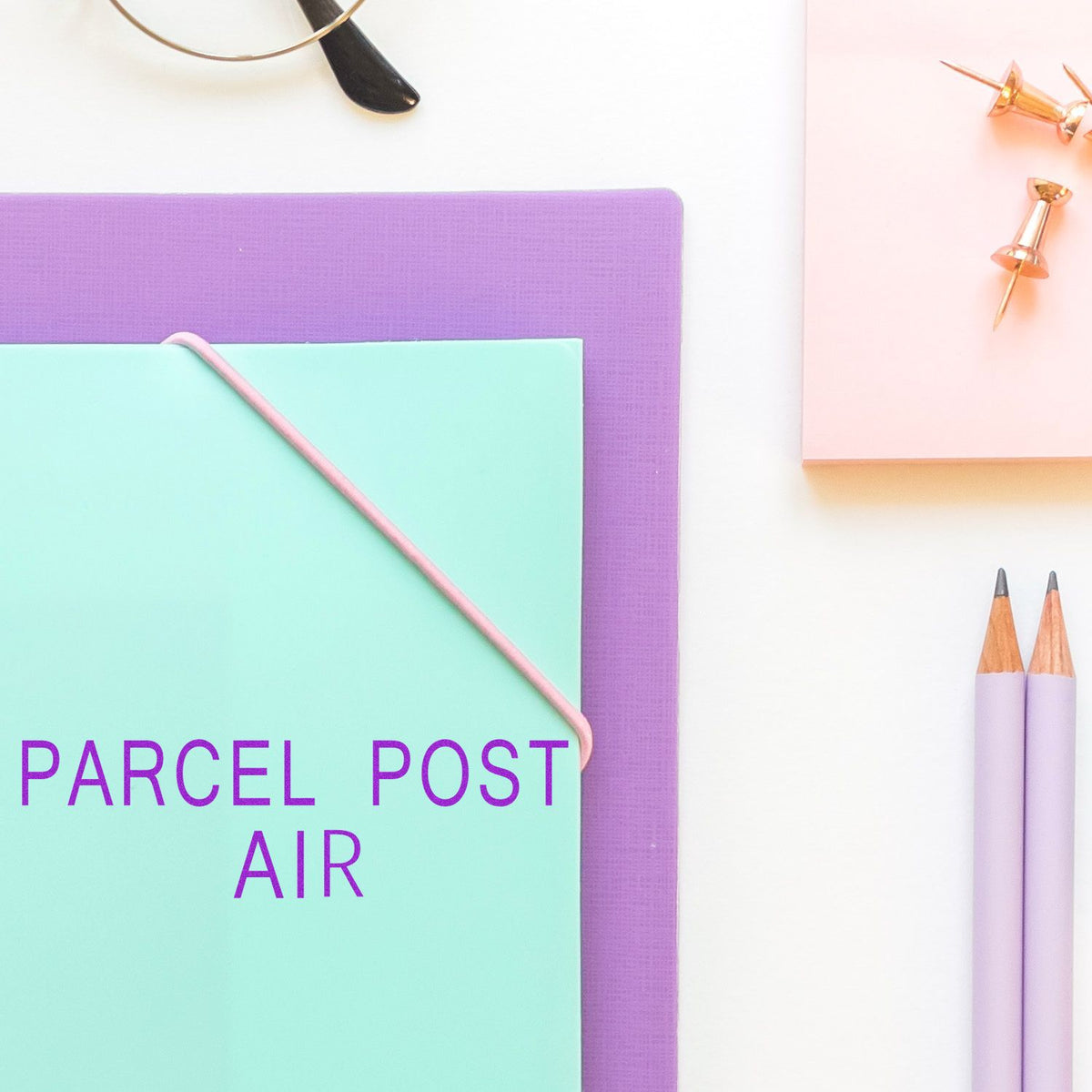 Large Parcel Post Air Rubber Stamp In Use