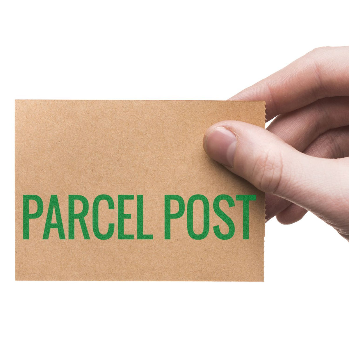 Large Parcel Post Rubber Stamp In Use