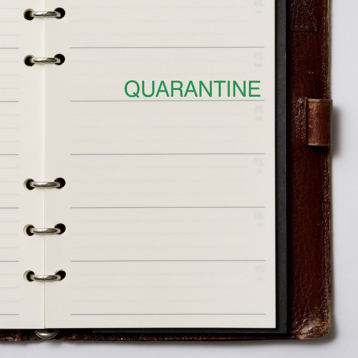 Large Quarantine Rubber Stamp In Use