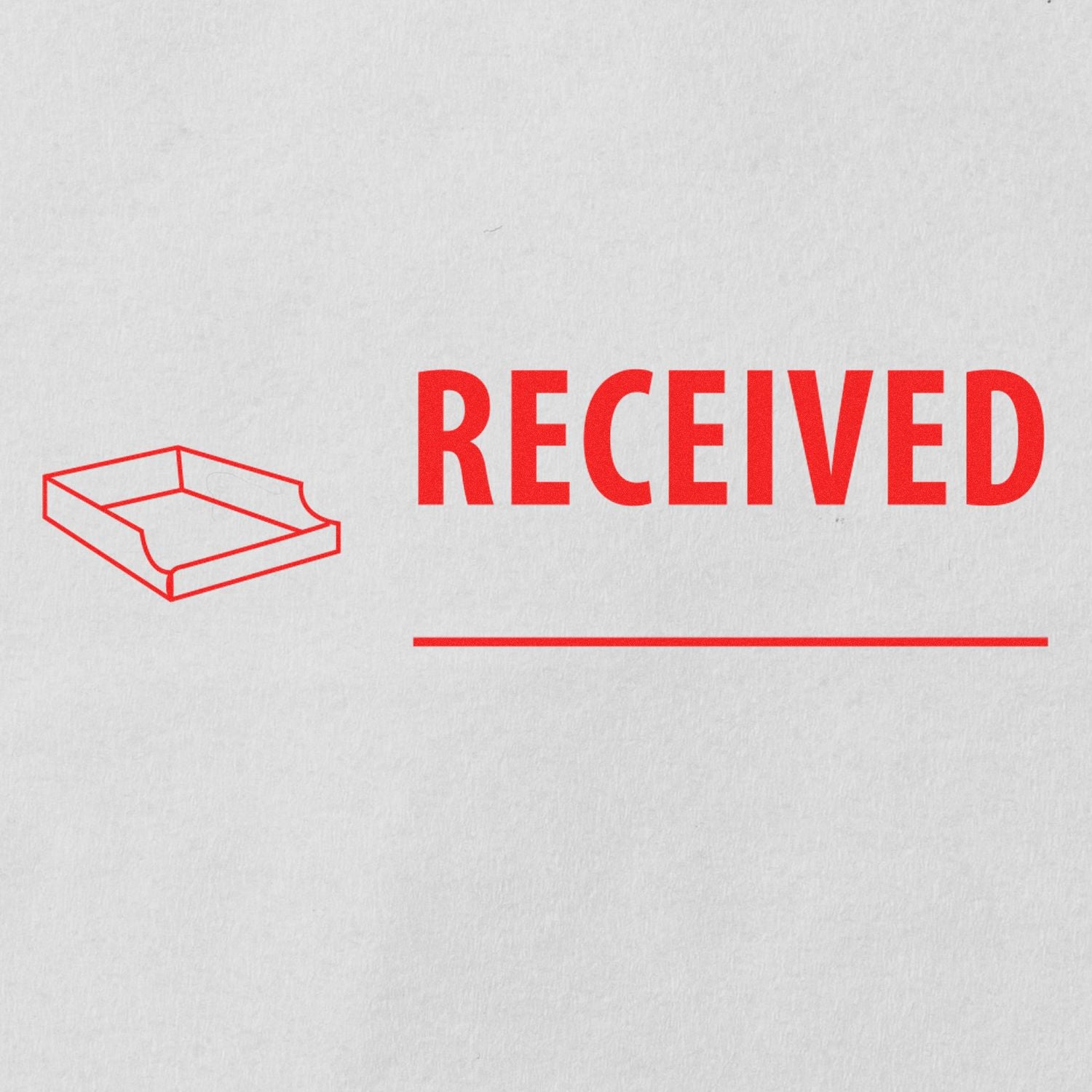 Received with Box Rubber Stamp in red ink on white paper, featuring a box outline and the word 'RECEIVED' in bold letters.