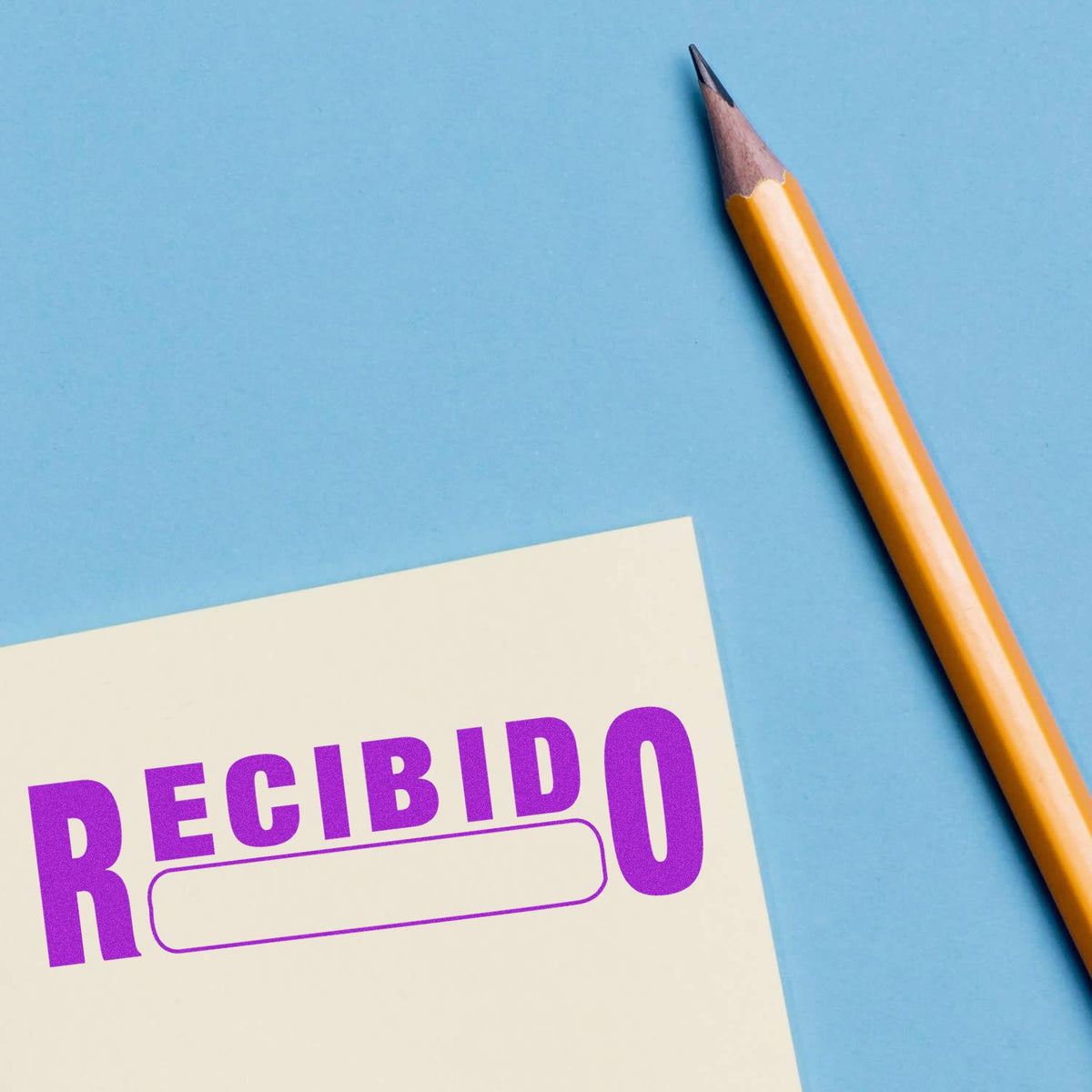 Large Self-Inking Recibido Stamp In Use