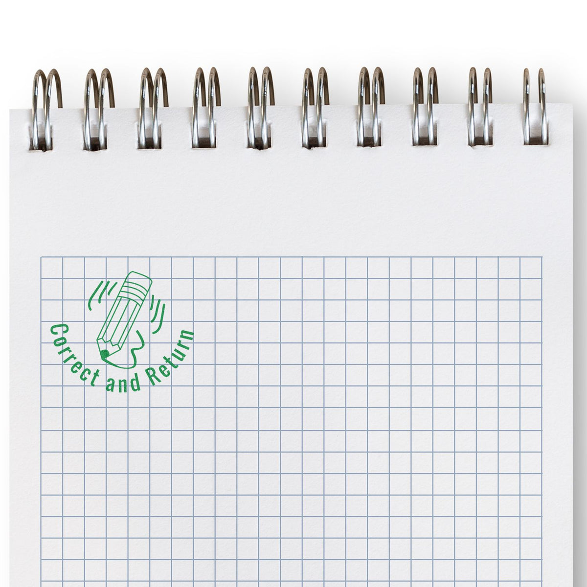 Round Correct and Return Rubber Stamp In Use