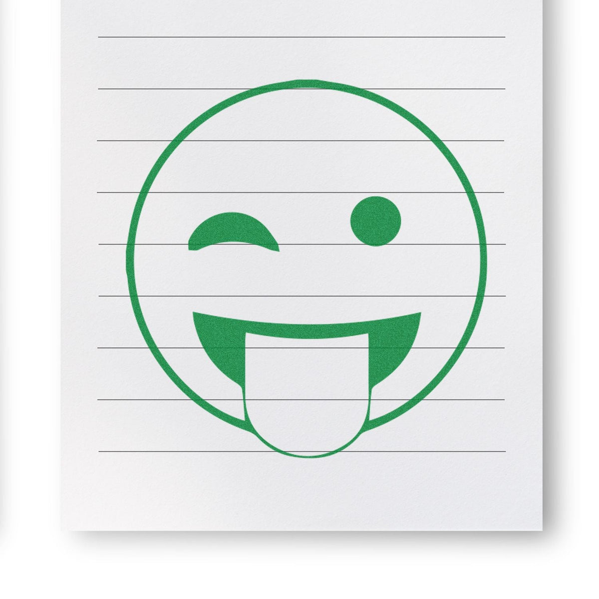 Self-Inking Round Tongue out smiley Stamp In Use