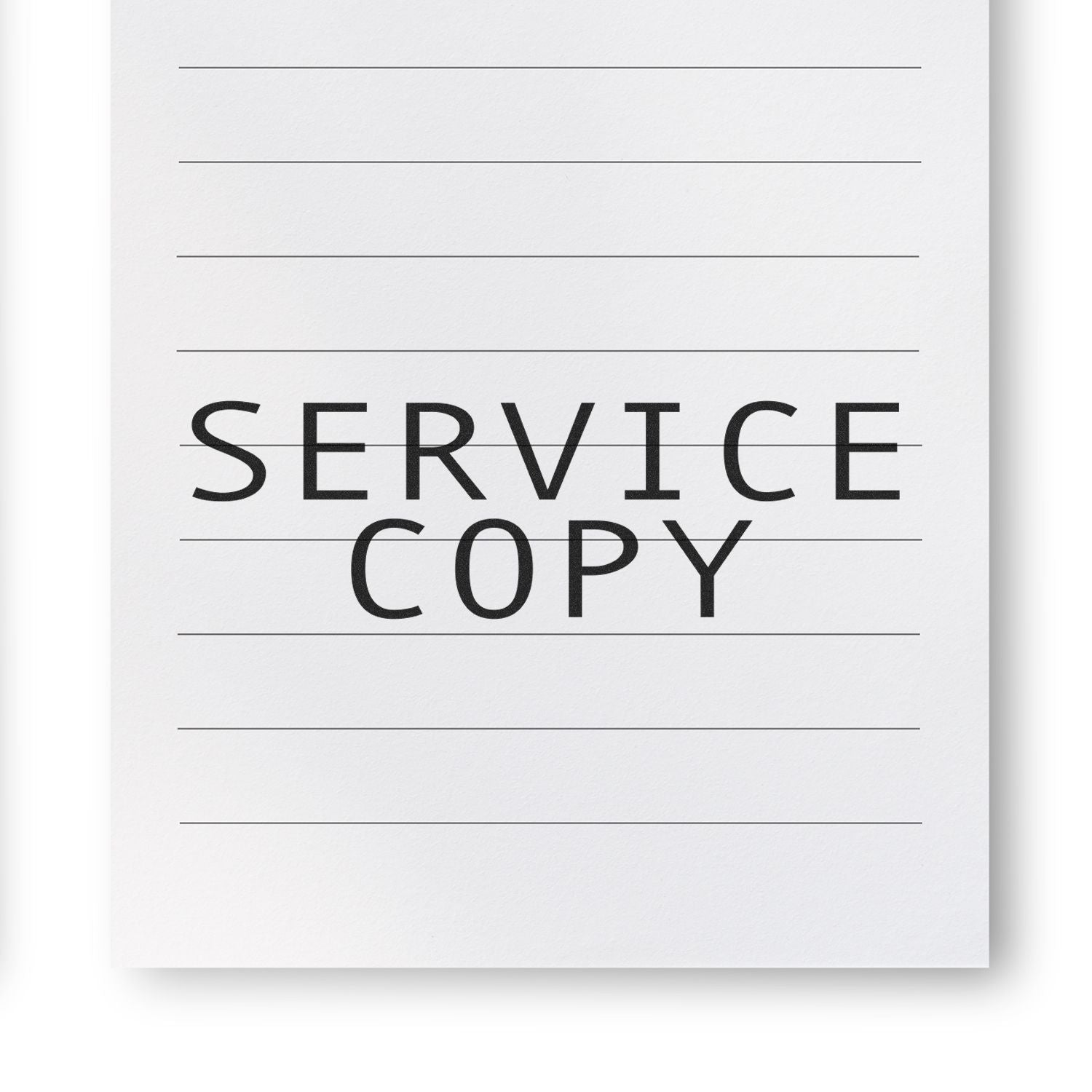 Service Copy rubber stamp impression on a lined white paper, showing clear and bold text.