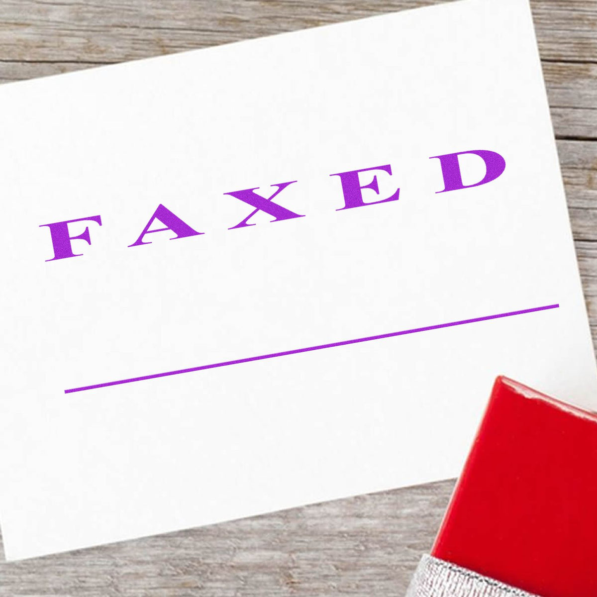 Large Self-Inking Two Line Faxed Stamp In Use
