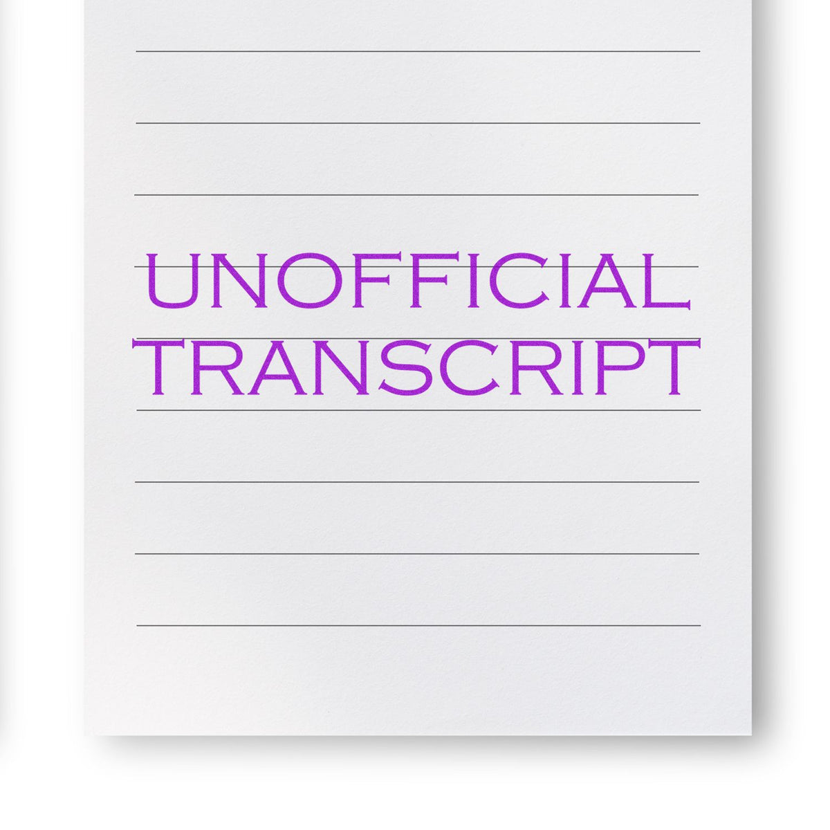 Large Unofficial Transcript Rubber Stamp In Use