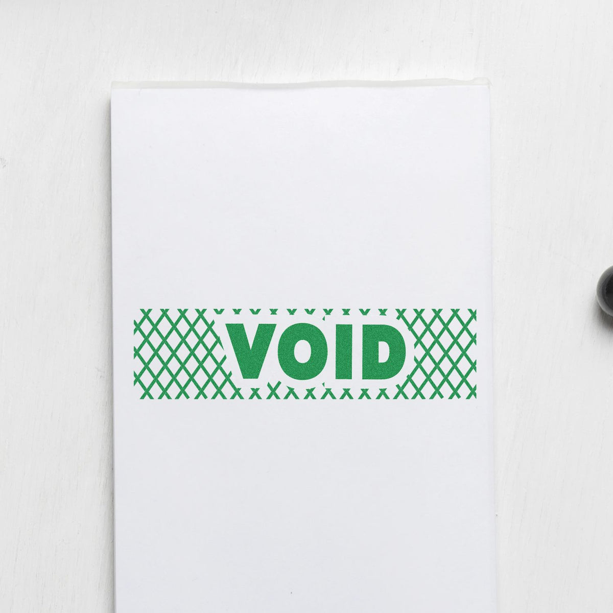 Void with Strikelines Rubber Stamp In Use
