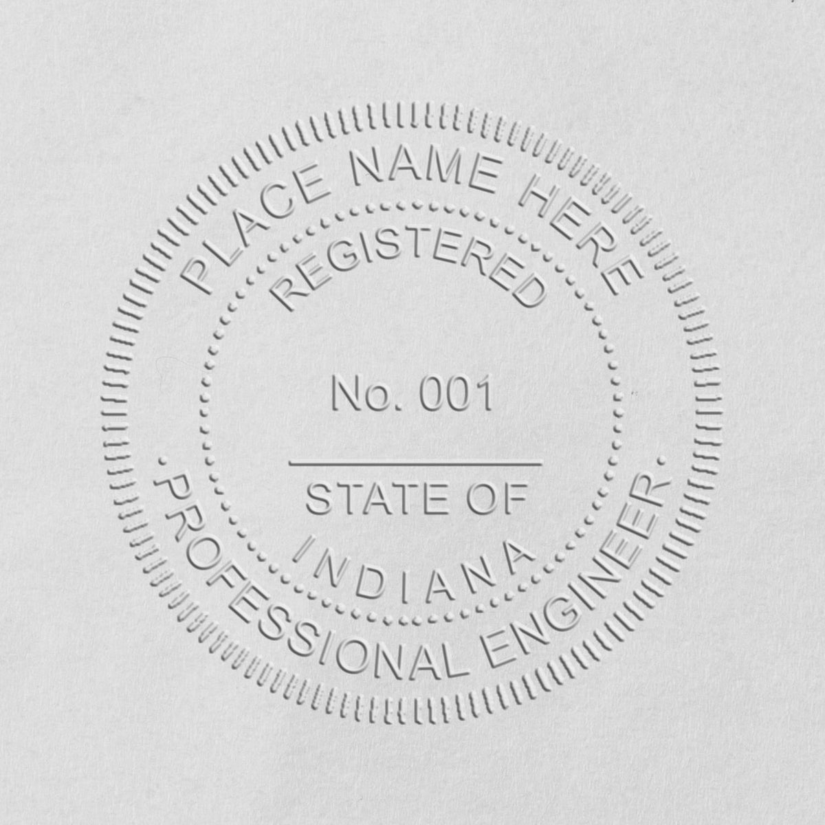 A photograph of the Hybrid Indiana Engineer Seal stamp impression reveals a vivid, professional image of the on paper.