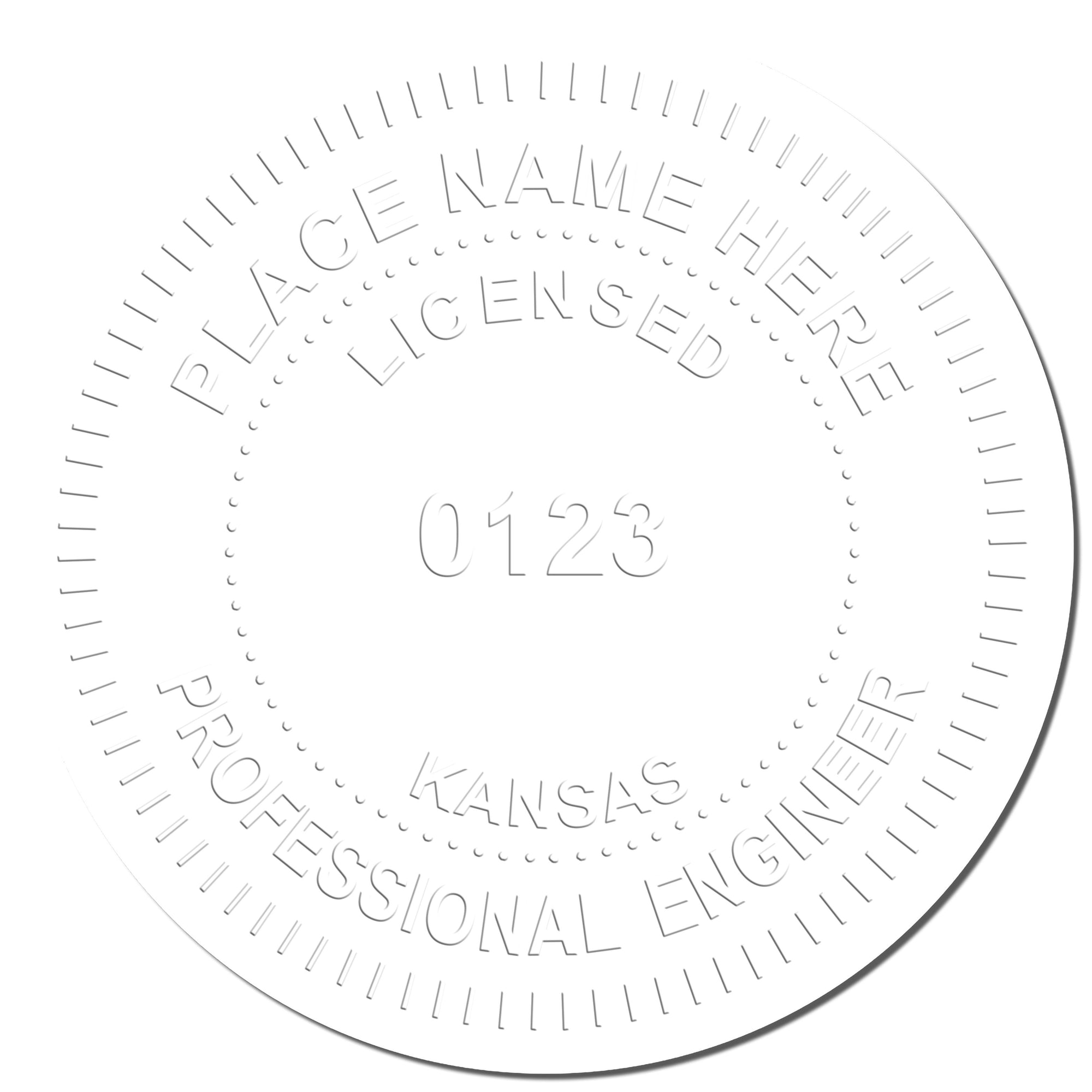 The main image for the Kansas Engineer Desk Seal depicting a sample of the imprint and electronic files