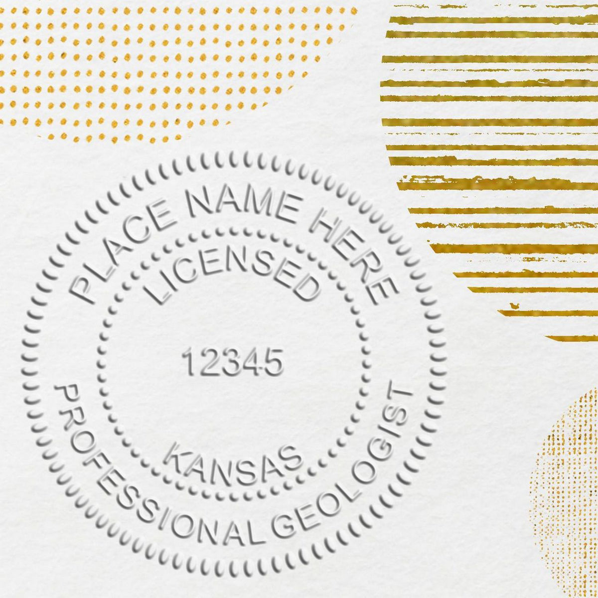 A stamped imprint of the State of Kansas Extended Long Reach Geologist Seal in this stylish lifestyle photo, setting the tone for a unique and personalized product.