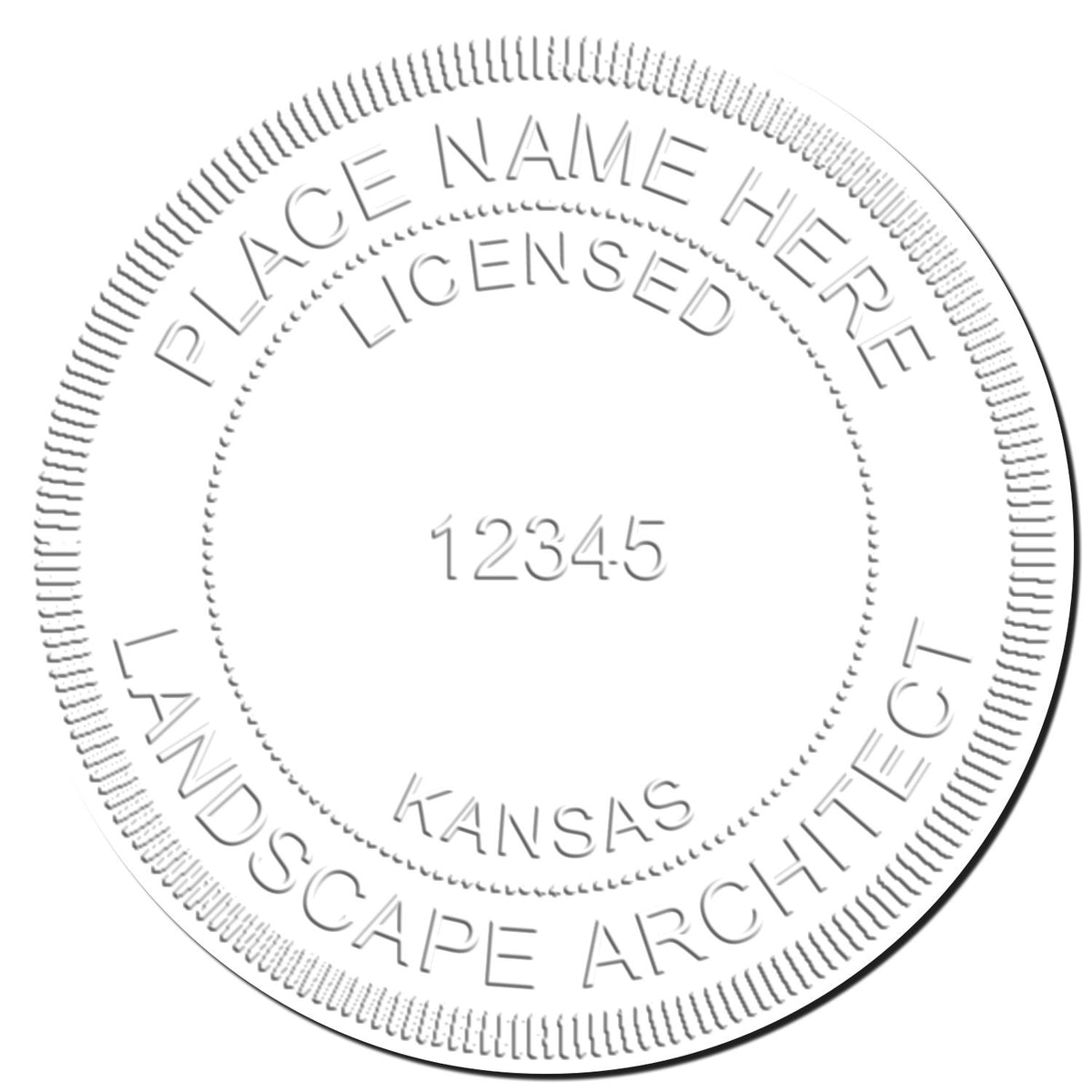 This paper is stamped with a sample imprint of the Gift Kansas Landscape Architect Seal, signifying its quality and reliability.