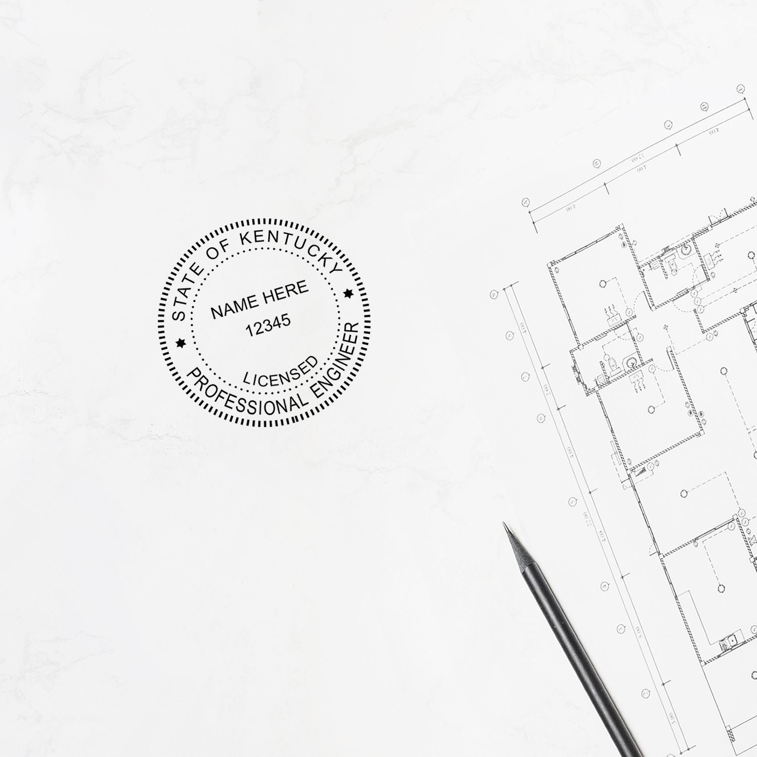 Digital Kentucky PE Stamp and Electronic Seal for Kentucky Engineer in use photo showing a stamped imprint of the Digital Kentucky PE Stamp and Electronic Seal for Kentucky Engineer