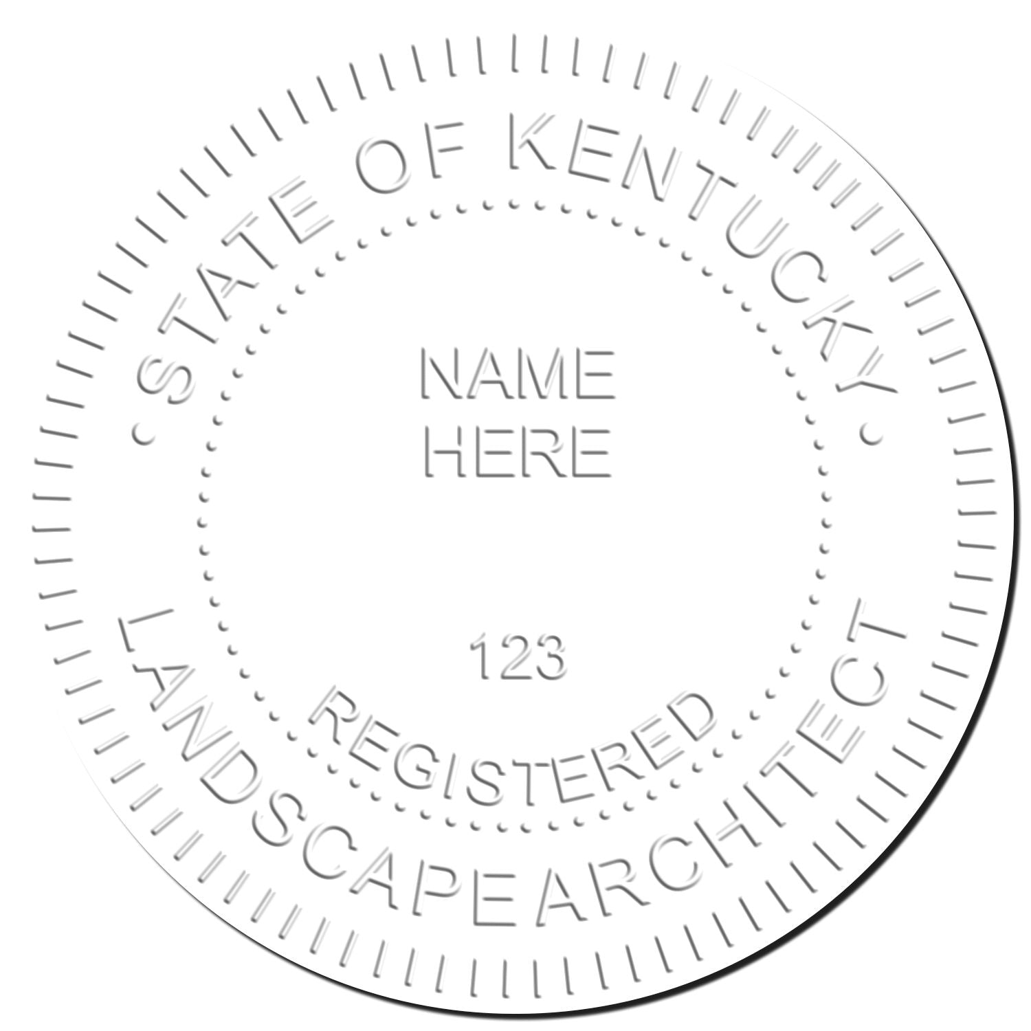 This paper is stamped with a sample imprint of the Gift Kentucky Landscape Architect Seal, signifying its quality and reliability.