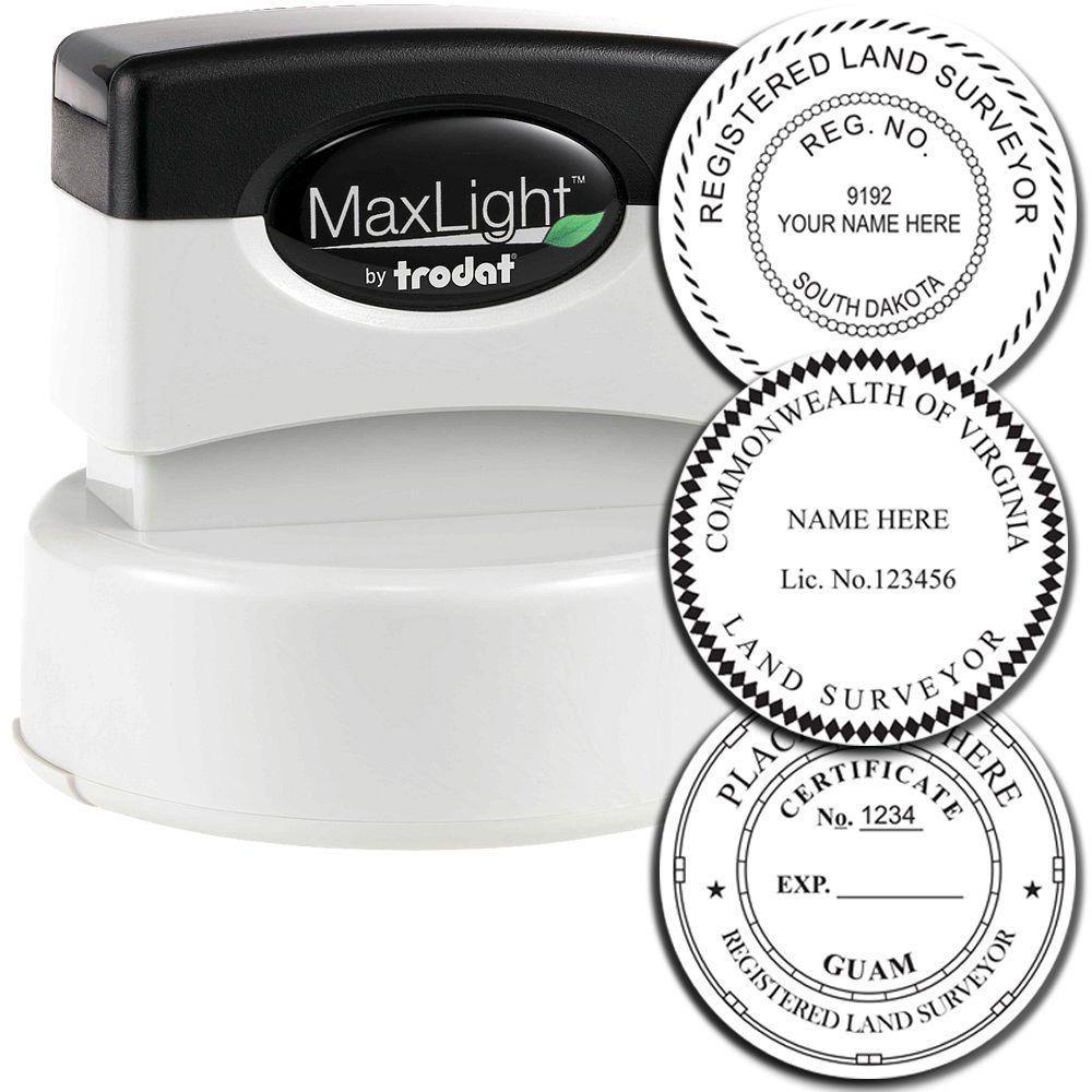 Land Surveyor MaxLight Pre Inked Rubber Stamp of Seal - Engineer Seal Stamps - Stamp Type_Pre-Inked, Type of Use_Professional