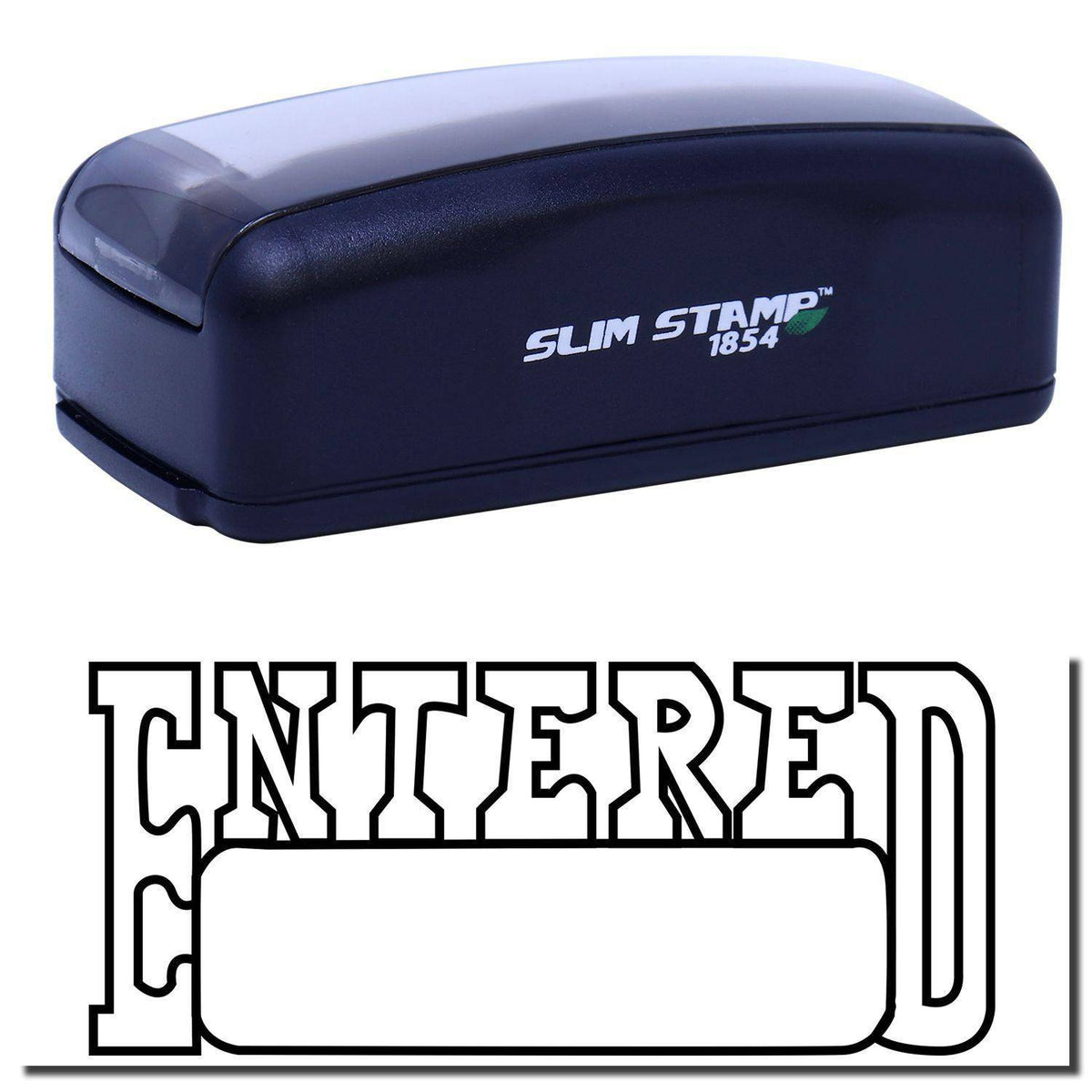 Large Pre-Inked Entered with Date Box Stamp Main Image