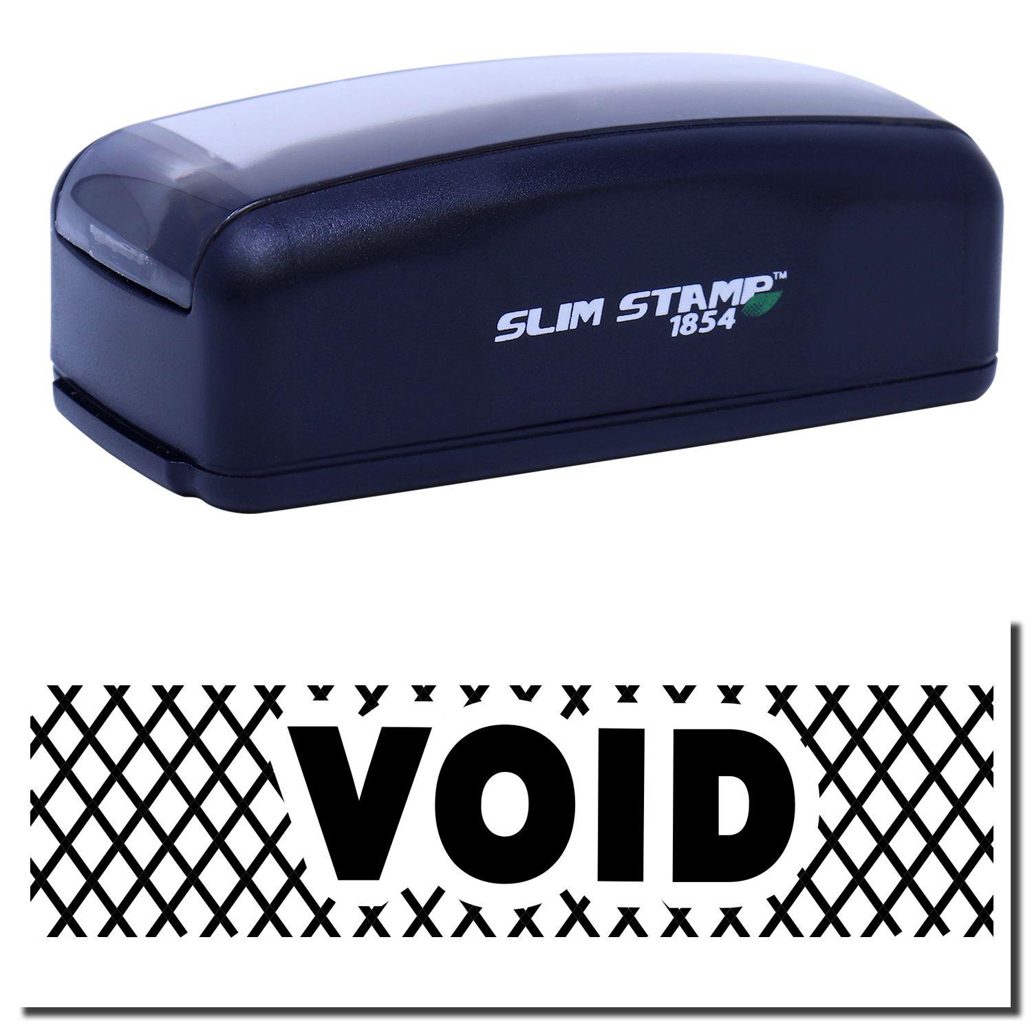 Large Pre-Inked Void with Strikelines Stamp in black, featuring a compact design and a bold VOID imprint with strikelines.