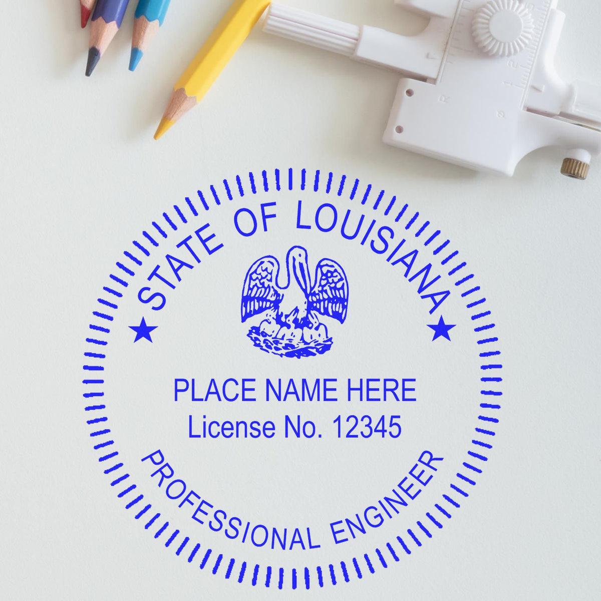 The Digital Louisiana PE Stamp and Electronic Seal for Louisiana Engineer stamp impression comes to life with a crisp, detailed photo on paper - showcasing true professional quality.