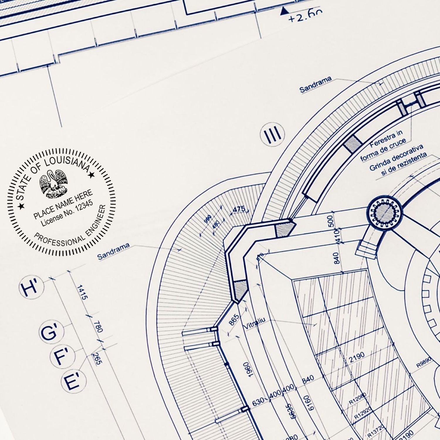 The Louisiana Professional Engineer Seal Stamp stamp impression comes to life with a crisp, detailed photo on paper - showcasing true professional quality.