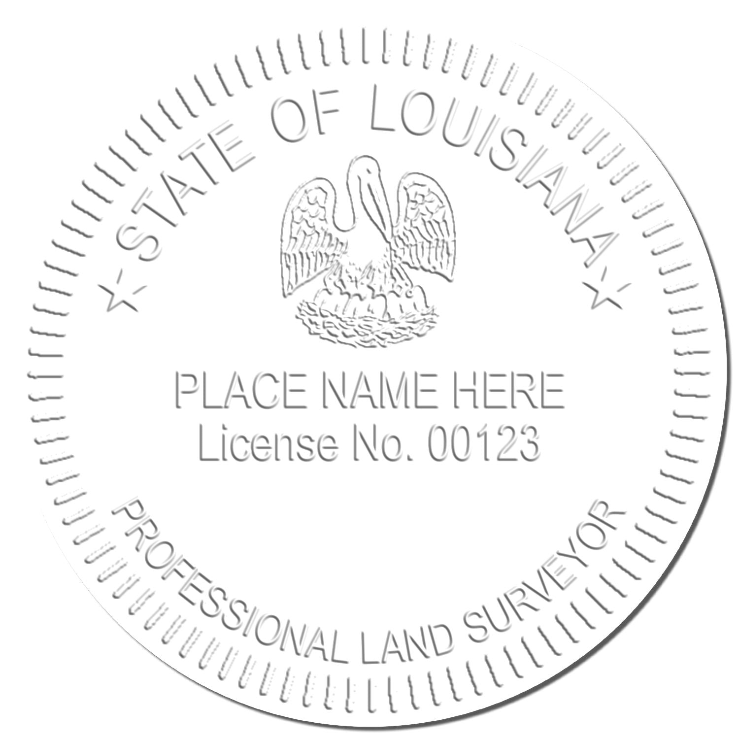 This paper is stamped with a sample imprint of the Long Reach Louisiana Land Surveyor Seal, signifying its quality and reliability.