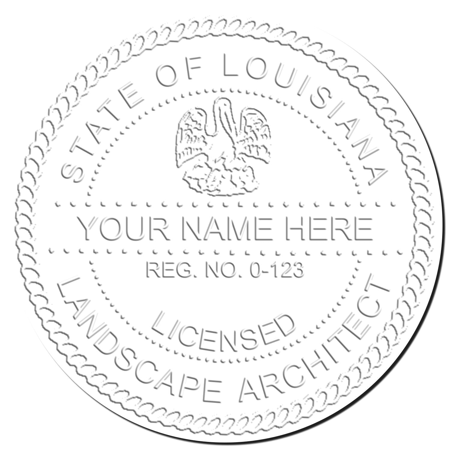This paper is stamped with a sample imprint of the Gift Louisiana Landscape Architect Seal, signifying its quality and reliability.