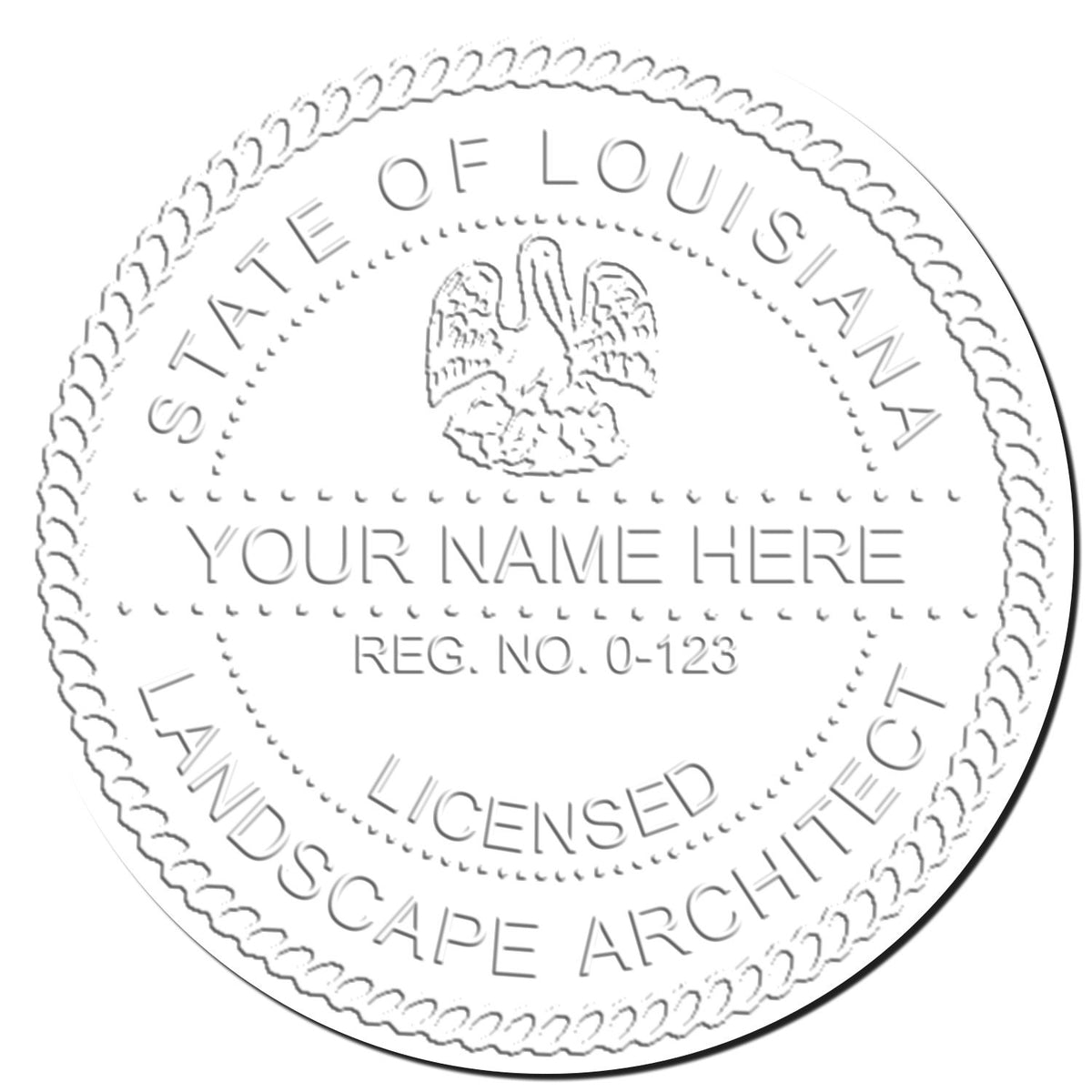 This paper is stamped with a sample imprint of the Gift Louisiana Landscape Architect Seal, signifying its quality and reliability.