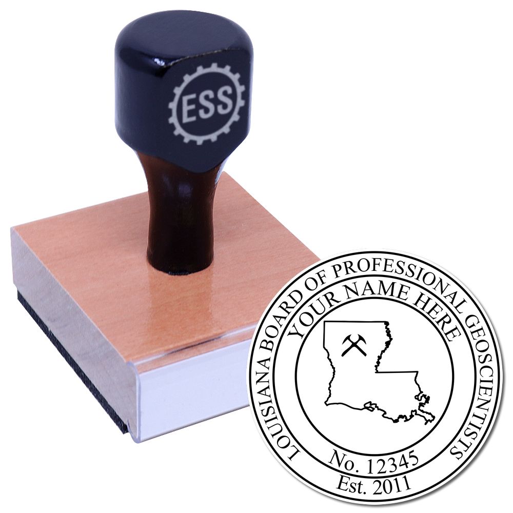 The main image for the Louisiana Professional Geologist Seal Stamp depicting a sample of the imprint and imprint sample