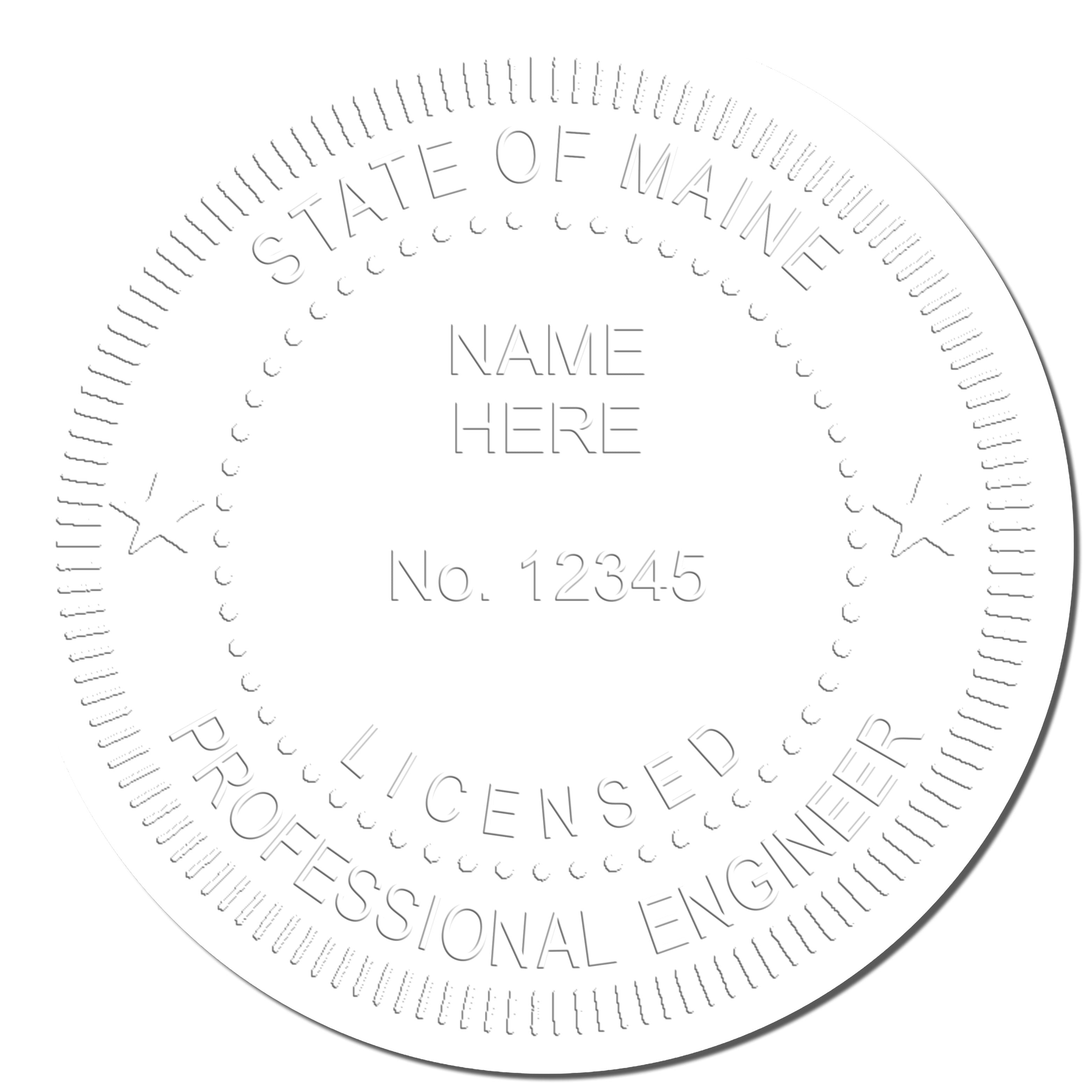 Another Example of a stamped impression of the Maine Engineer Desk Seal on a piece of office paper.