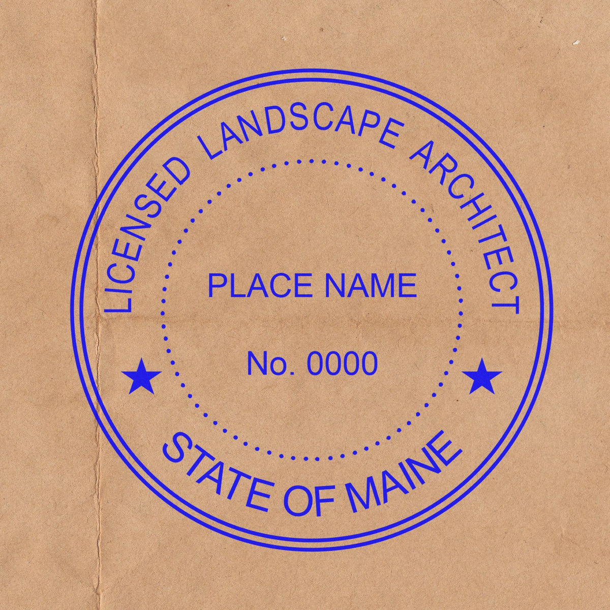 The Slim Pre-Inked Maine Landscape Architect Seal Stamp stamp impression comes to life with a crisp, detailed photo on paper - showcasing true professional quality.