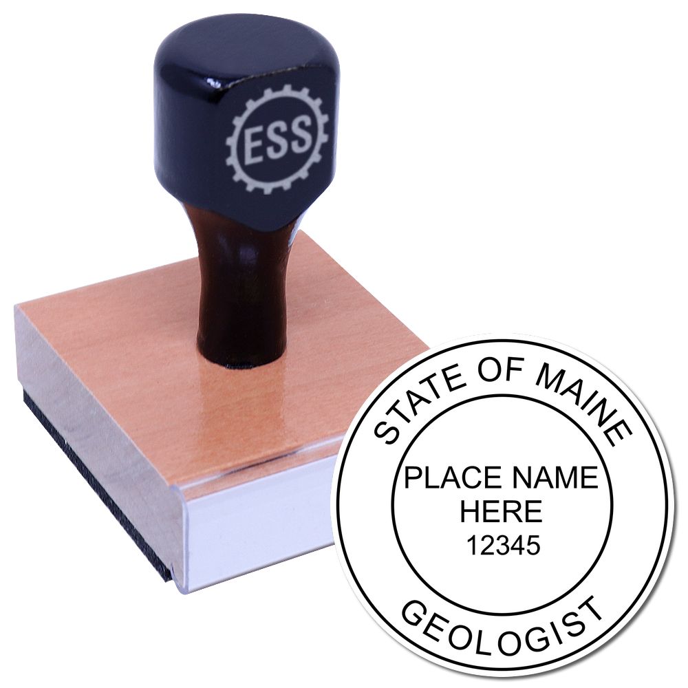 The main image for the Maine Professional Geologist Seal Stamp depicting a sample of the imprint and imprint sample