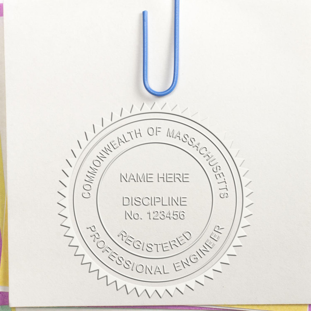 A stamped imprint of the Gift Massachusetts Engineer Seal in this stylish lifestyle photo, setting the tone for a unique and personalized product.