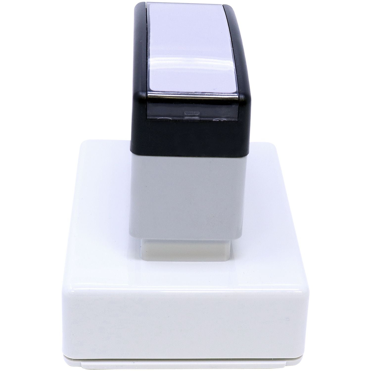 MaxLight XL2-145 Custom Pre-Inked Business Stamp 5/8 x 2-3/8, shown in a top-side view, featuring a sleek black and white design.