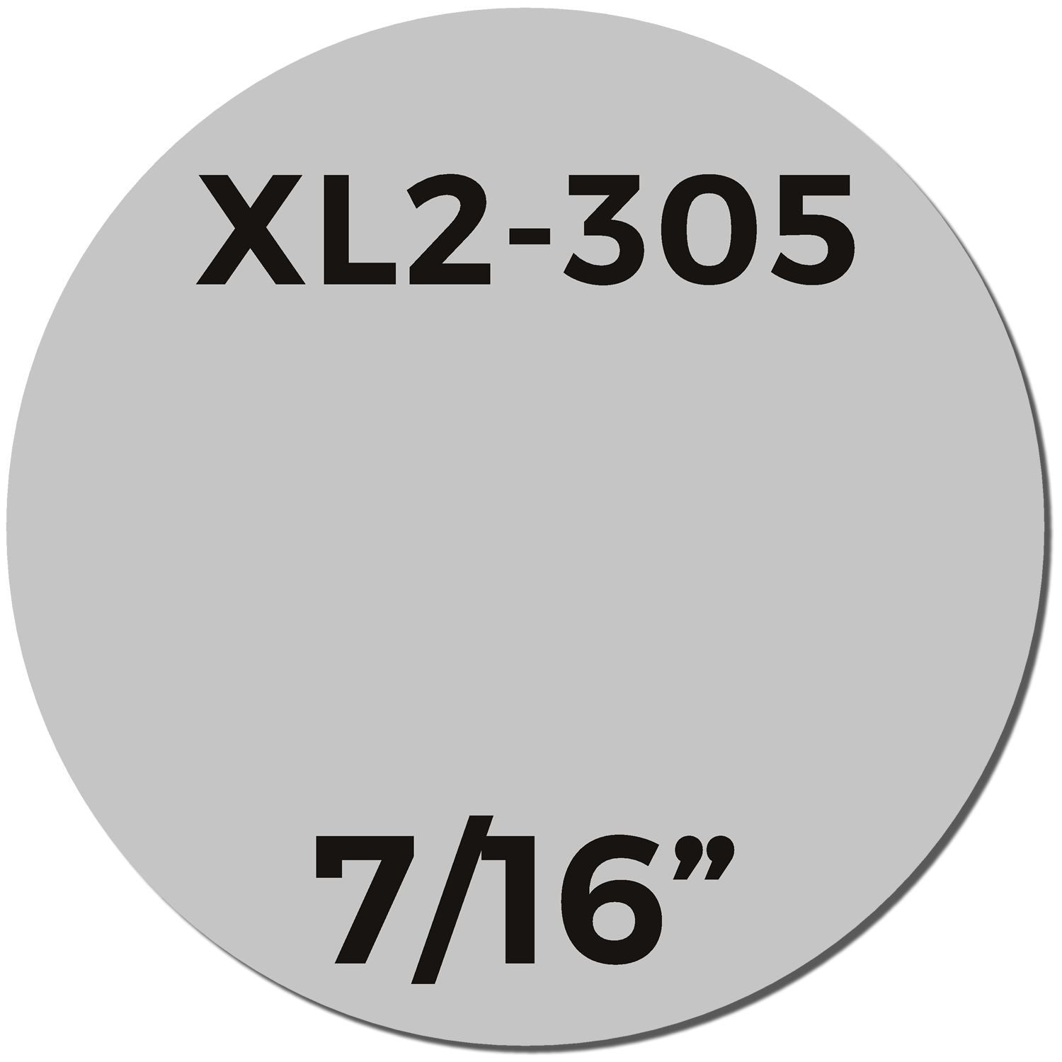 MaxLight XL2-305 Custom Pre-Inked Business Stamp 7/16 Diameter, gray circular imprint with bold black text showing model and size.