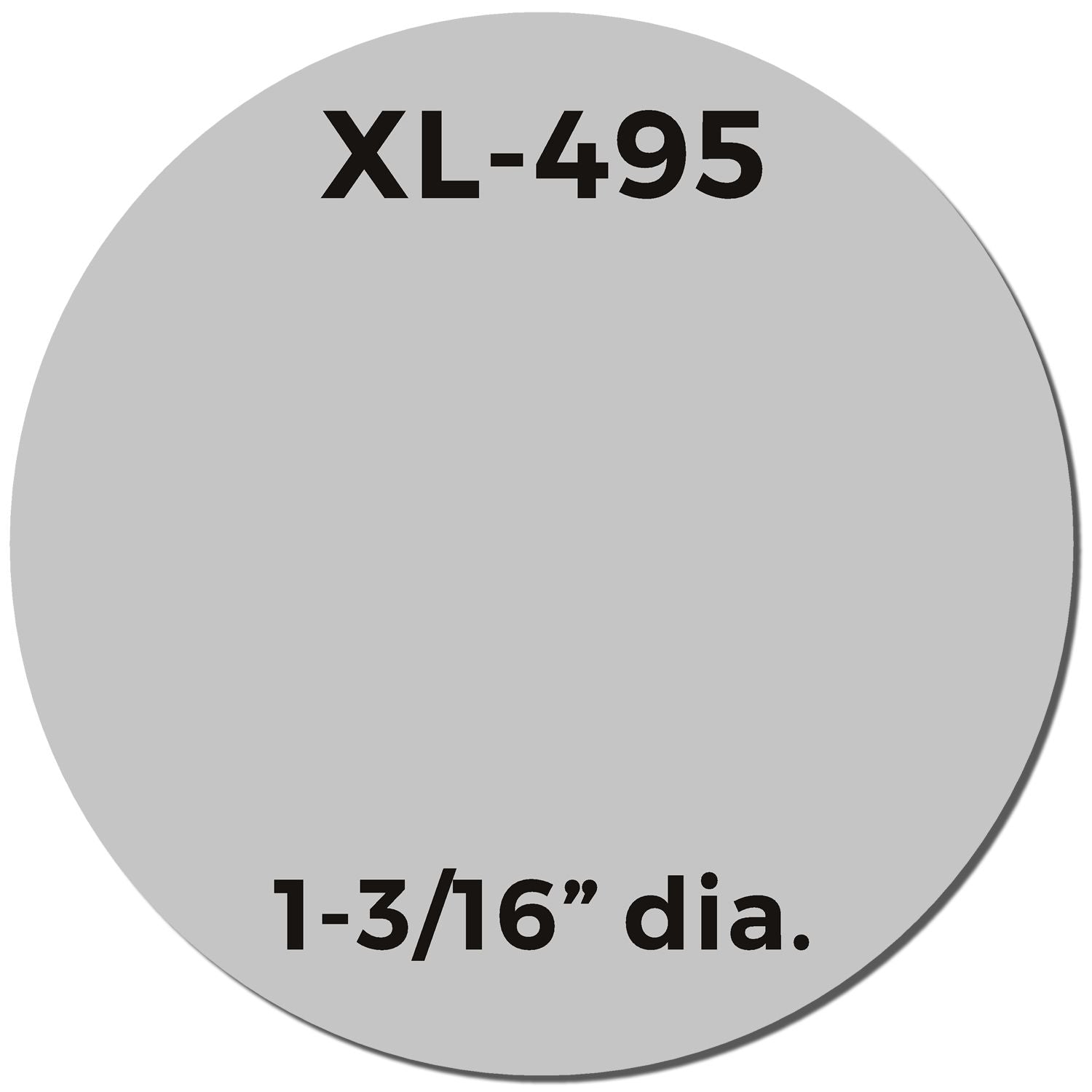 MaxLight XL2-495 Custom Pre-Inked Business Stamp with a 1-3/16 diameter imprint, shown in a circular design with text XL-495 and 1-3/16 dia.