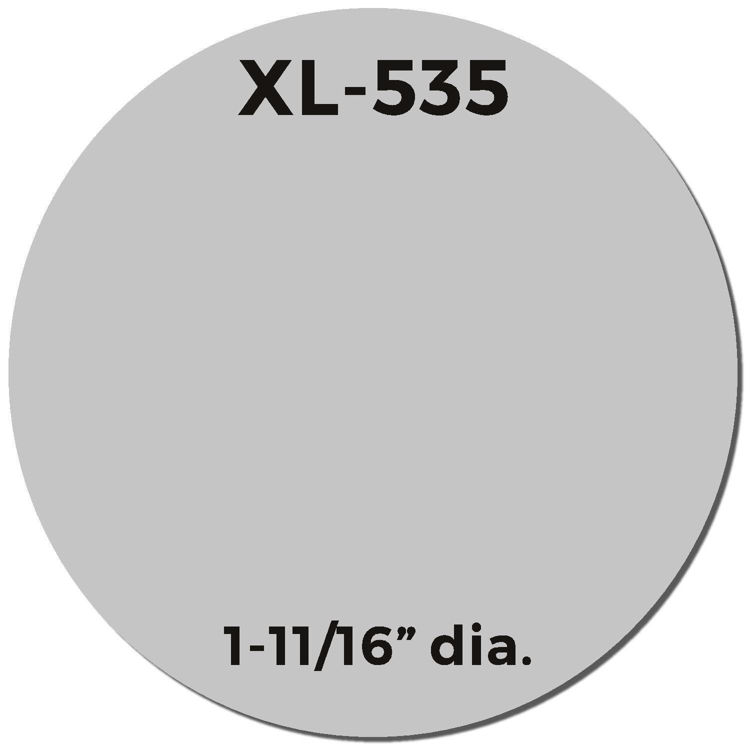 MaxLight XL2-535 Custom Pre-Inked Business Stamp 1-5/8 Diameter, shown with a circular imprint area and text indicating size.