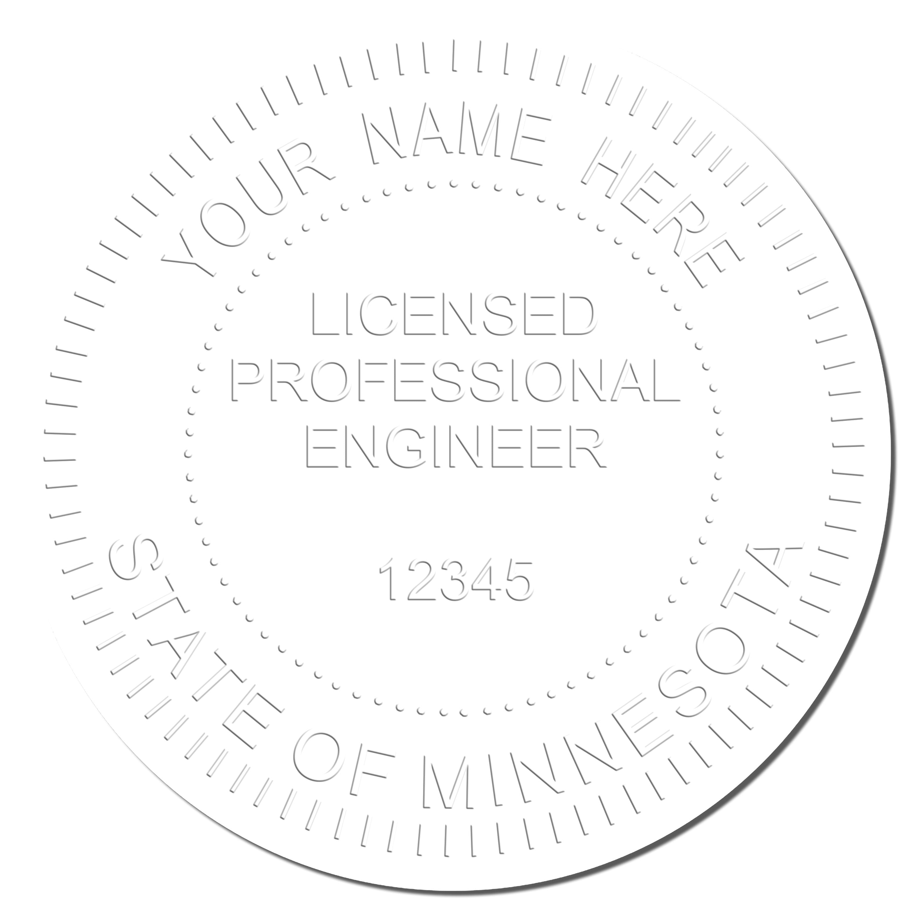 Another Example of a stamped impression of the Minnesota Engineer Desk Seal on a piece of office paper.