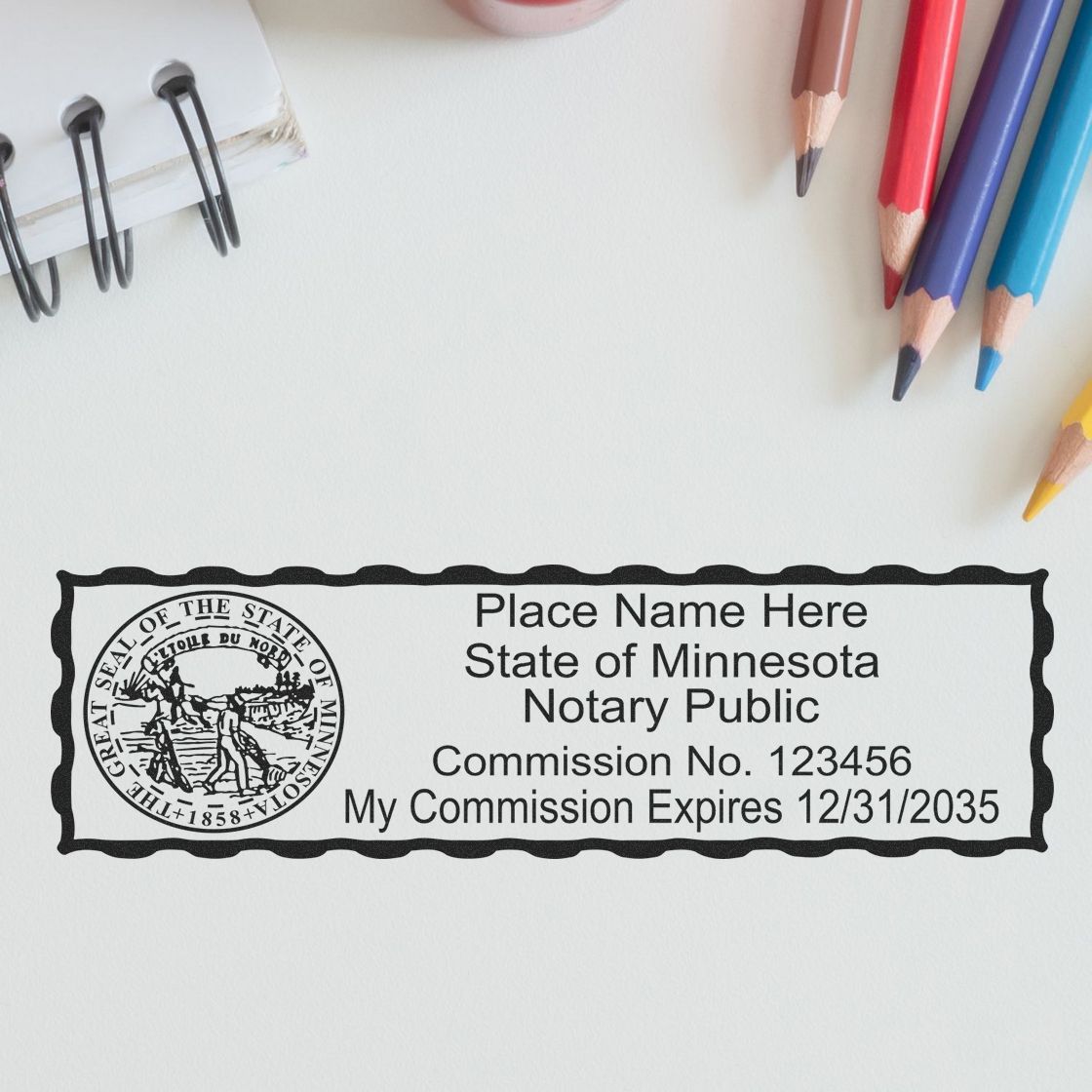 Minnesota Rectangular Digital Notary Seal in use photo showing a stamped imprint of the Minnesota Rectangular Digital Notary Seal